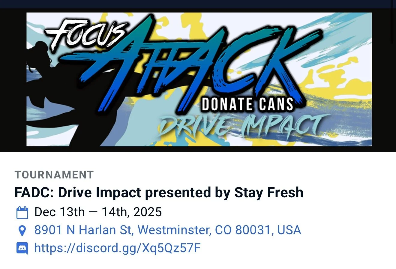 Our Friends at Stay Fresh and @akihabaraarcade are hosting a charity drive fighting game tournament on December 13th!!

See you there! 

🤜 💥 🤛 
https://www.start.gg/tournament/fadc-drive-impact-presented-by-stay-fresh/details

https://www.start.gg