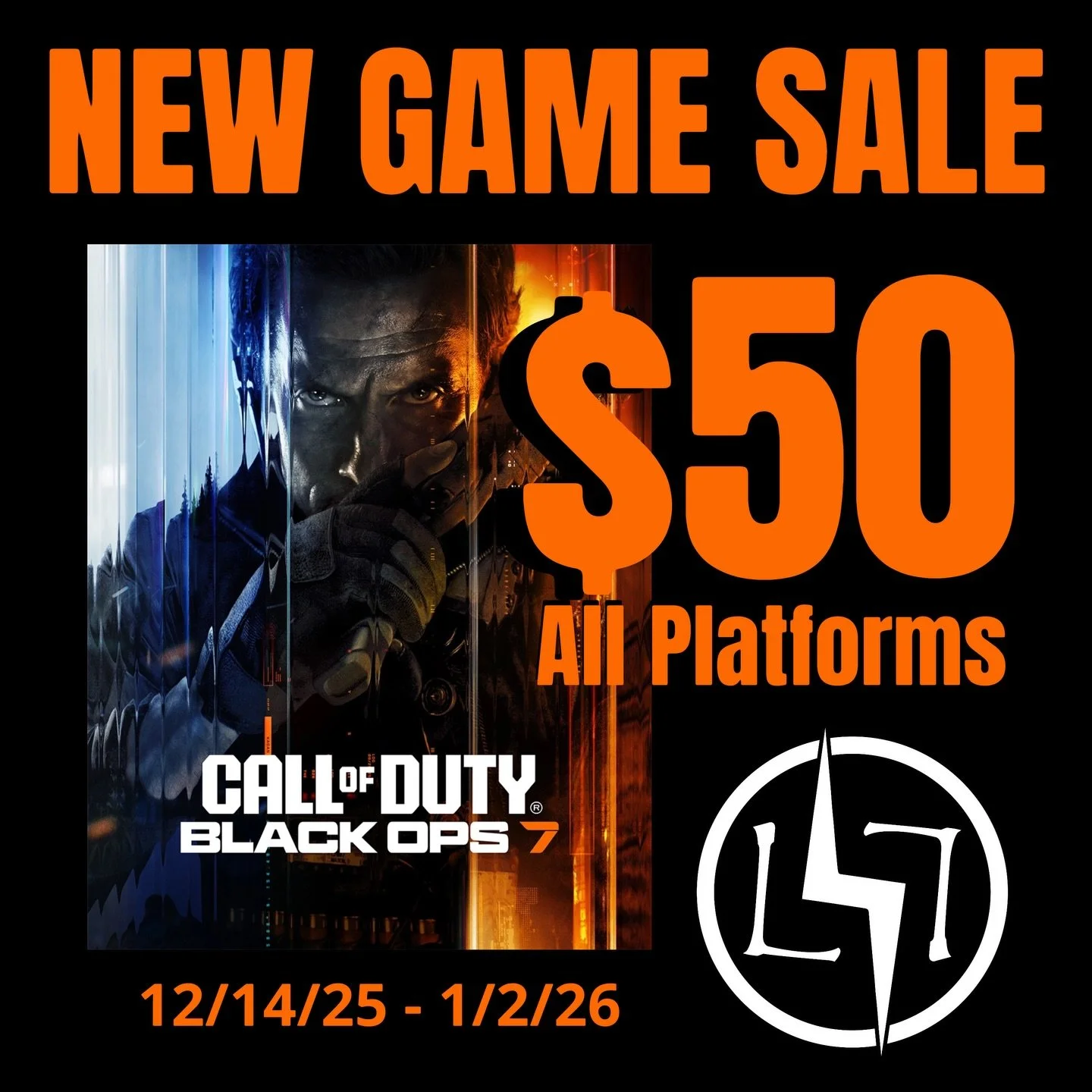 Call of Duty 7 is on sale at all Level 7 locations! Marked down $20 from $70 to $50 on every platform. 

(Availability may vary by location) 

😘