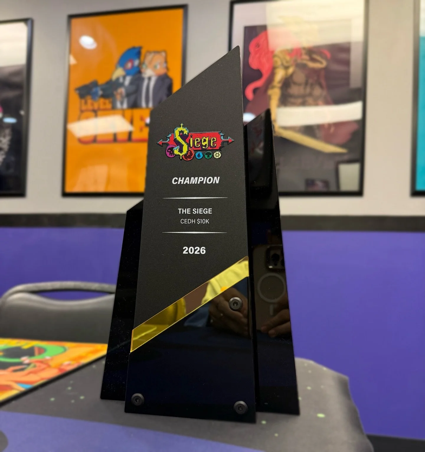 The trophy is in!!! 🏆 

The SIEGE cEDH $10K in June! Only 29 more spots for early bird pricing! 

https://topdeck.gg/event/level-7s-siege-at-the-castle-10k