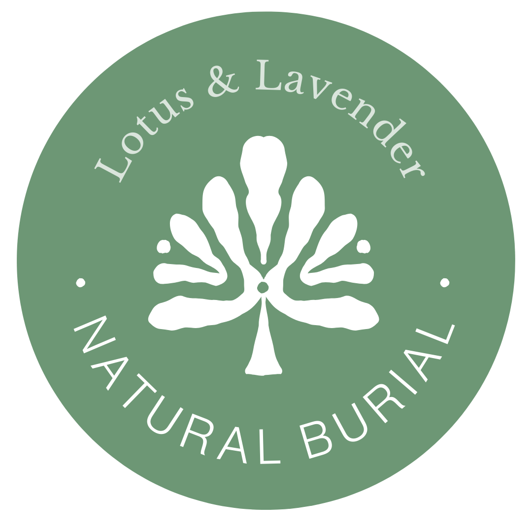 Logo for Lotus & Lavender Natural Botanical featuring a stylized flower with text around it