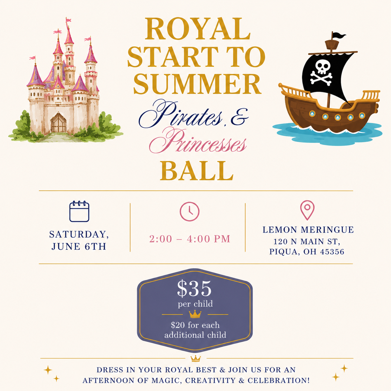 Princess and Pirate Kids Event in Piqua Ohio