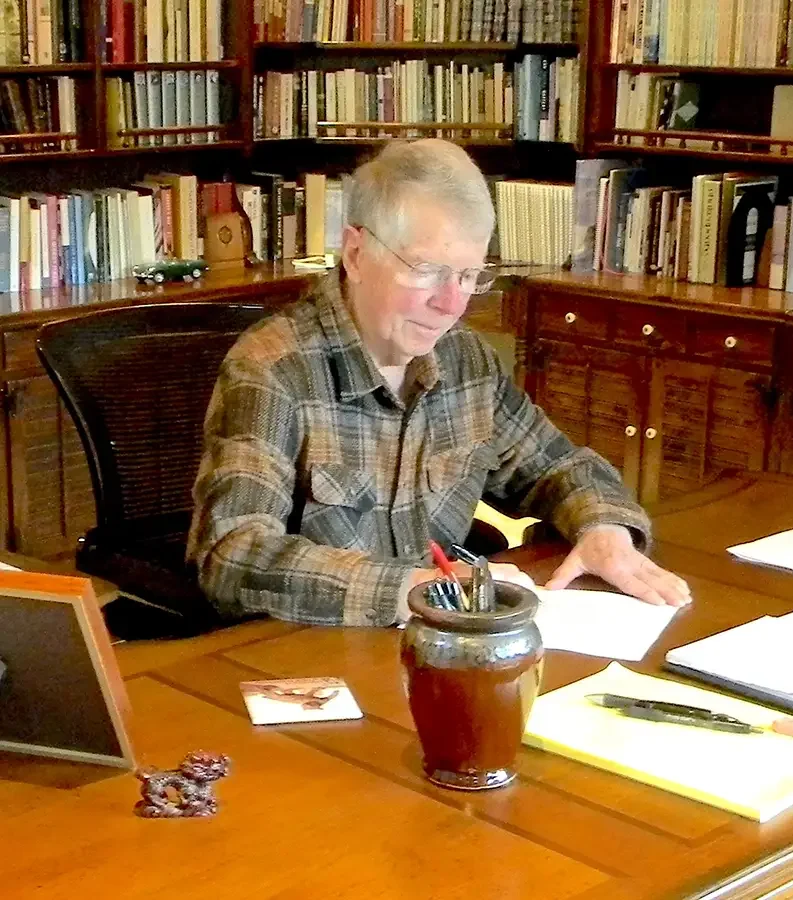 Poet Rob Jacques at his desk