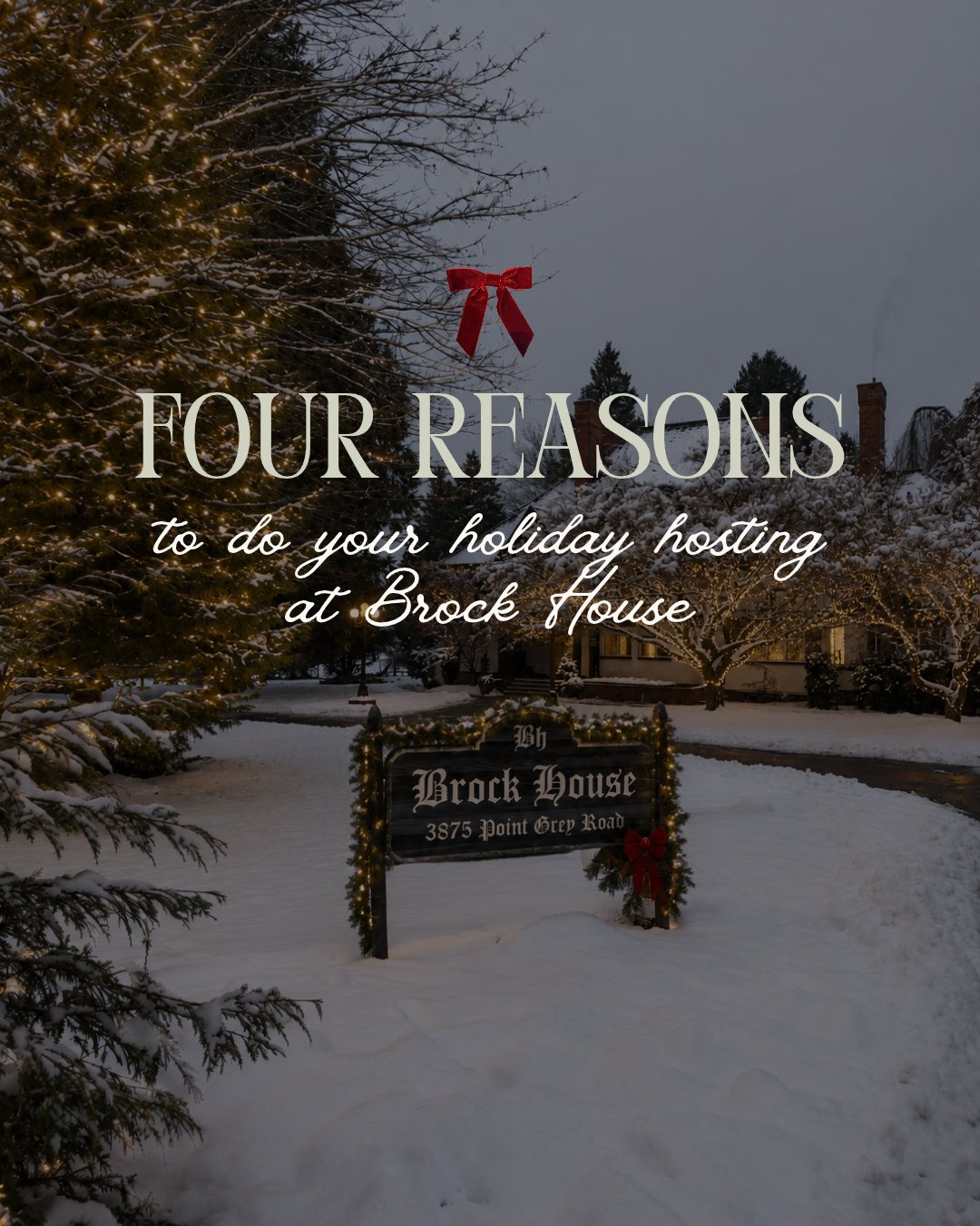 Planning a holiday event this winter? ✨ We make it easy to bring everyone together for a celebration that feels a little extra special.⁠
⁠
Set within a historic Tudor Revival house and surrounded by private gardens, Brock House takes on a warm, festi