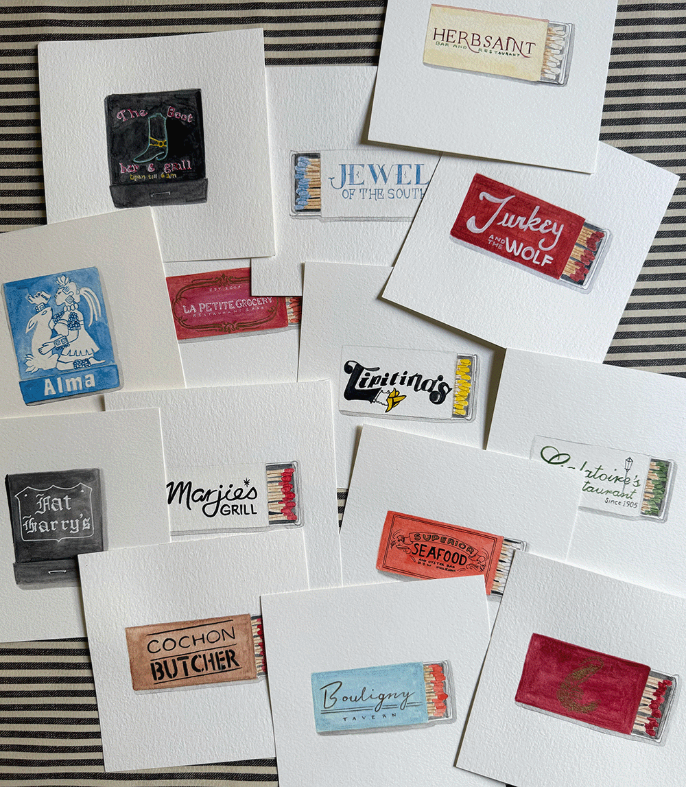 original matchbook paintings by Tani Koch