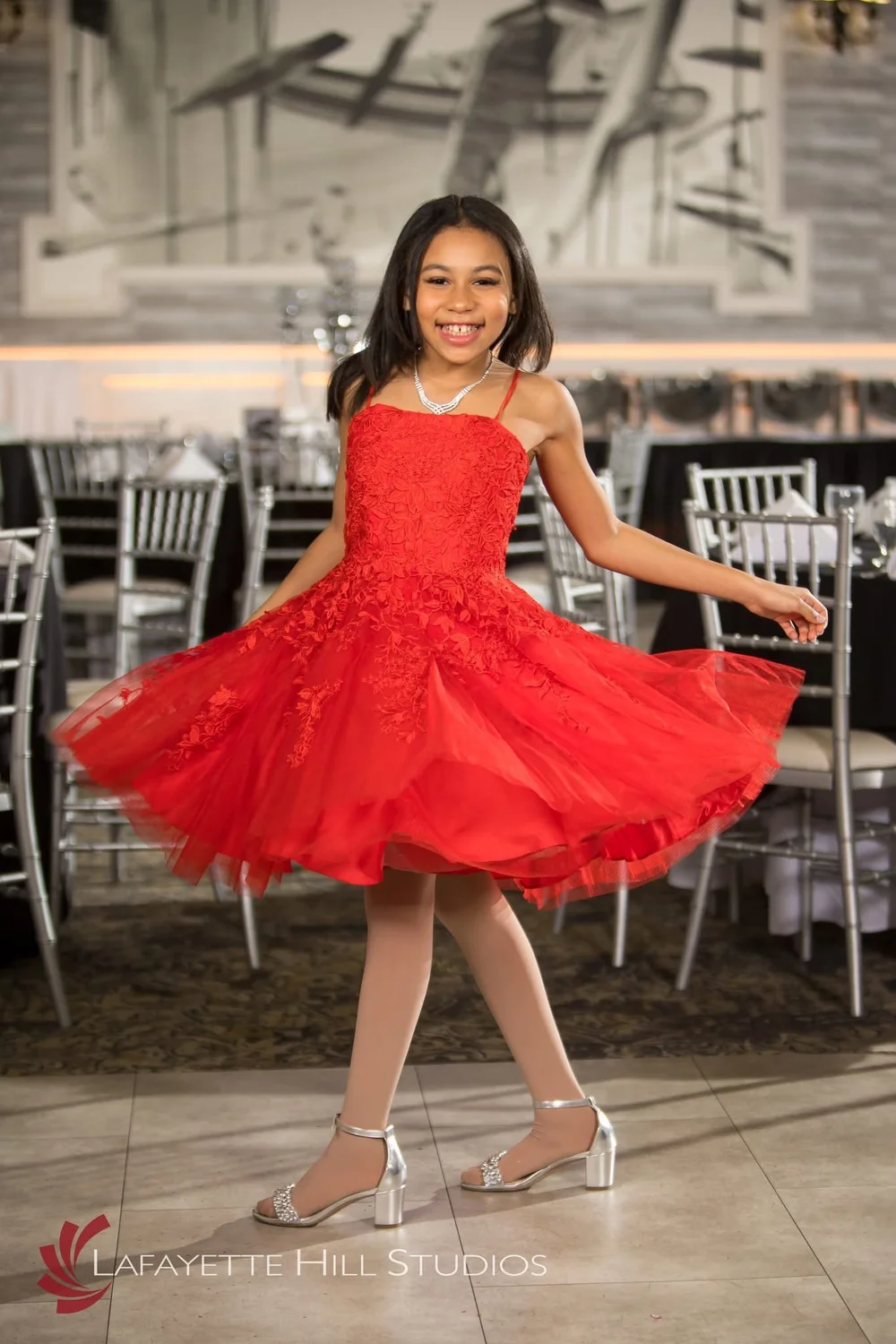 knee length dresses for ladies Girls Satin Formal Dress | Piano Recital Dresses main image 0