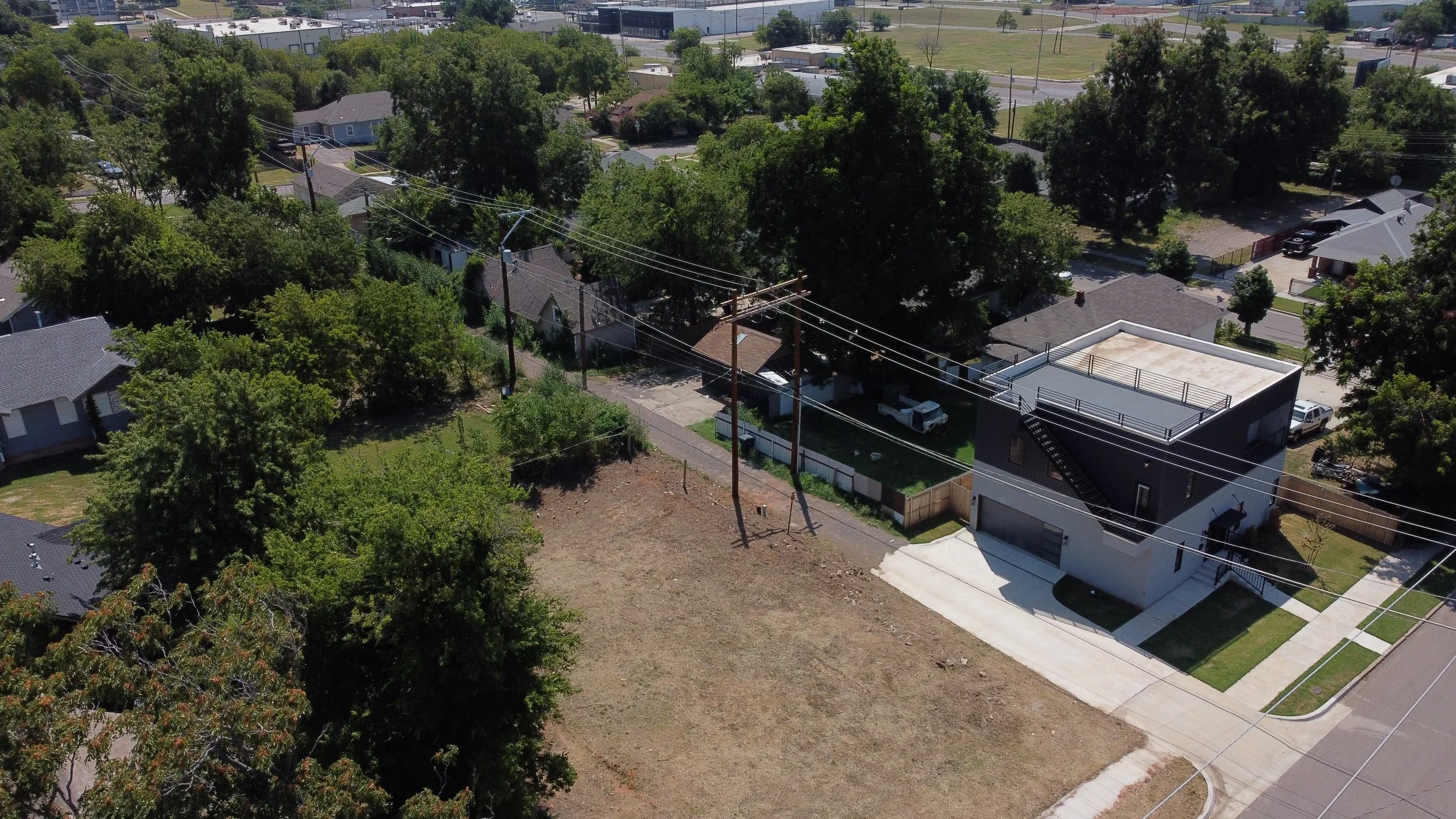Aerial view of downtown lot for sale