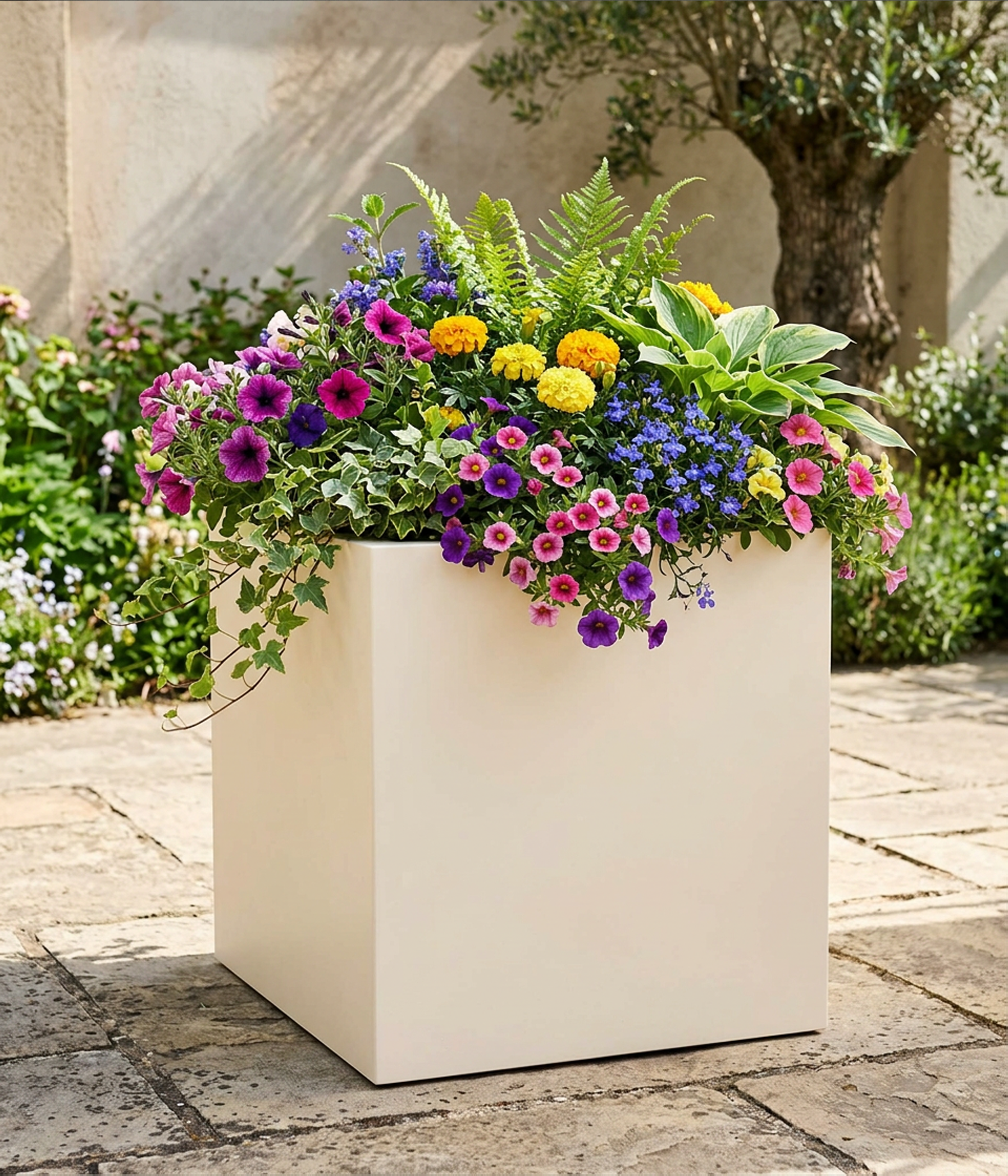 Fibreglass cube planter