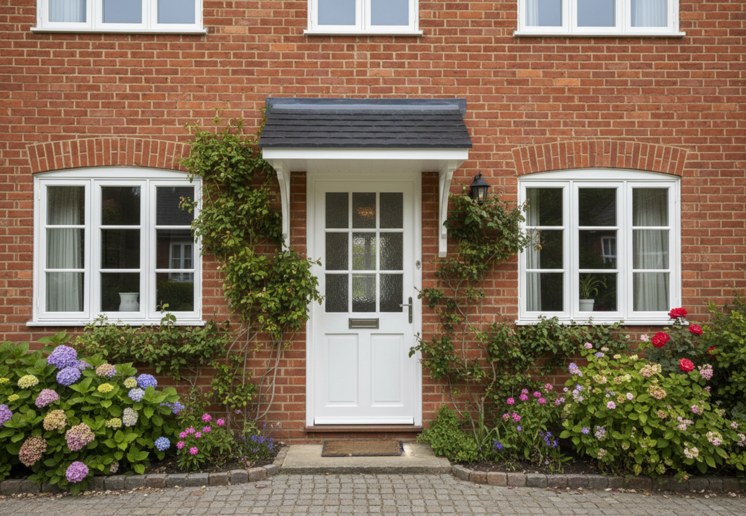Kempsey - GRP over door canopy with grey / black tile effect roof
