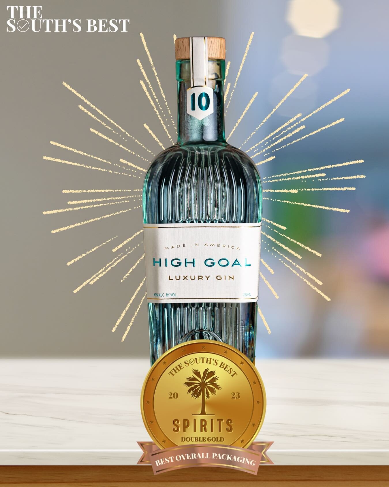 The winner of Best Packaging at the 2023 The South&rsquo;s Best Spirits Awards is Charleston&rsquo;s own @highgoalgin - beautiful bottle + delicious liquid! 🏆 #thesouthsbest 🍸