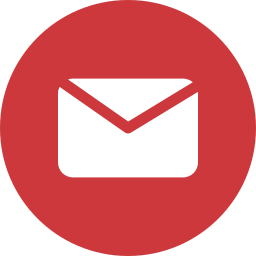 Email envelope icon on a red circular background.