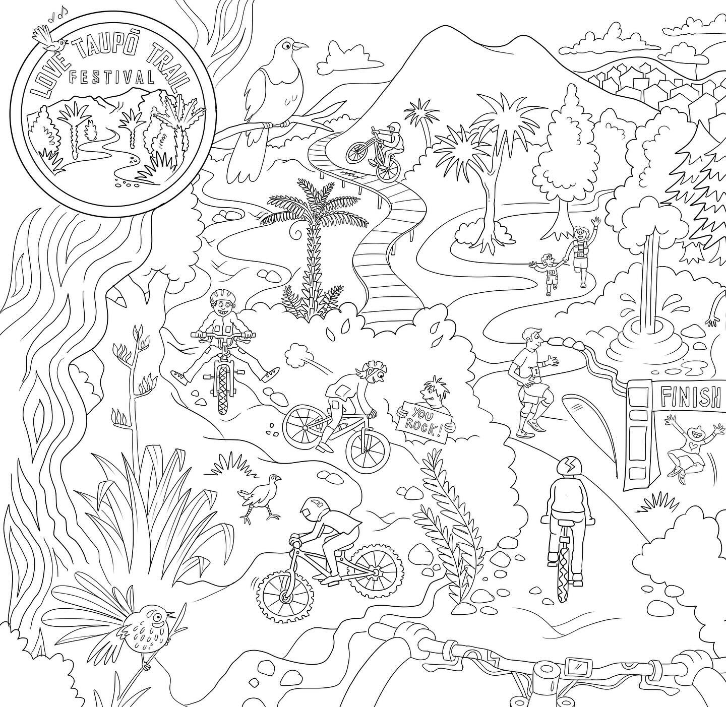 Sneak peak of our supercool piece of art work by @dawntufferyart! 

It will be up on display (you won&rsquo;t be able to miss it!) over the Love Taupo Trail Festival weekend for you all to colour in! 

#socool #weloveit #colouringin #lovetaupo #trail