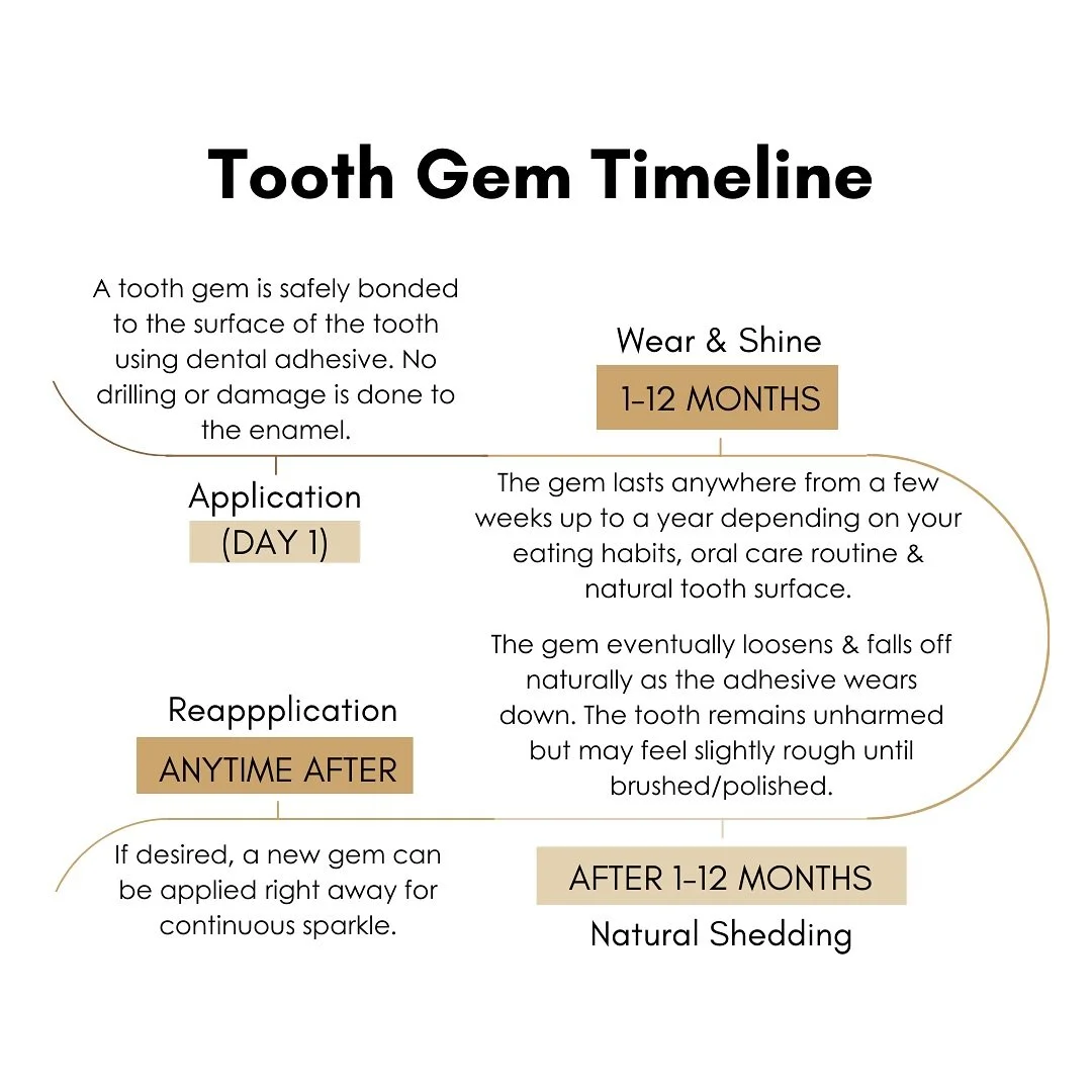 Tooth gems don’t last forever… but that’s the fun of it! ✨ Enjoy your sparkle for up to 12 months, then refresh your shine whenever you’re ready
Book your appointment today and let your smile steal the spotlight! Follow us f