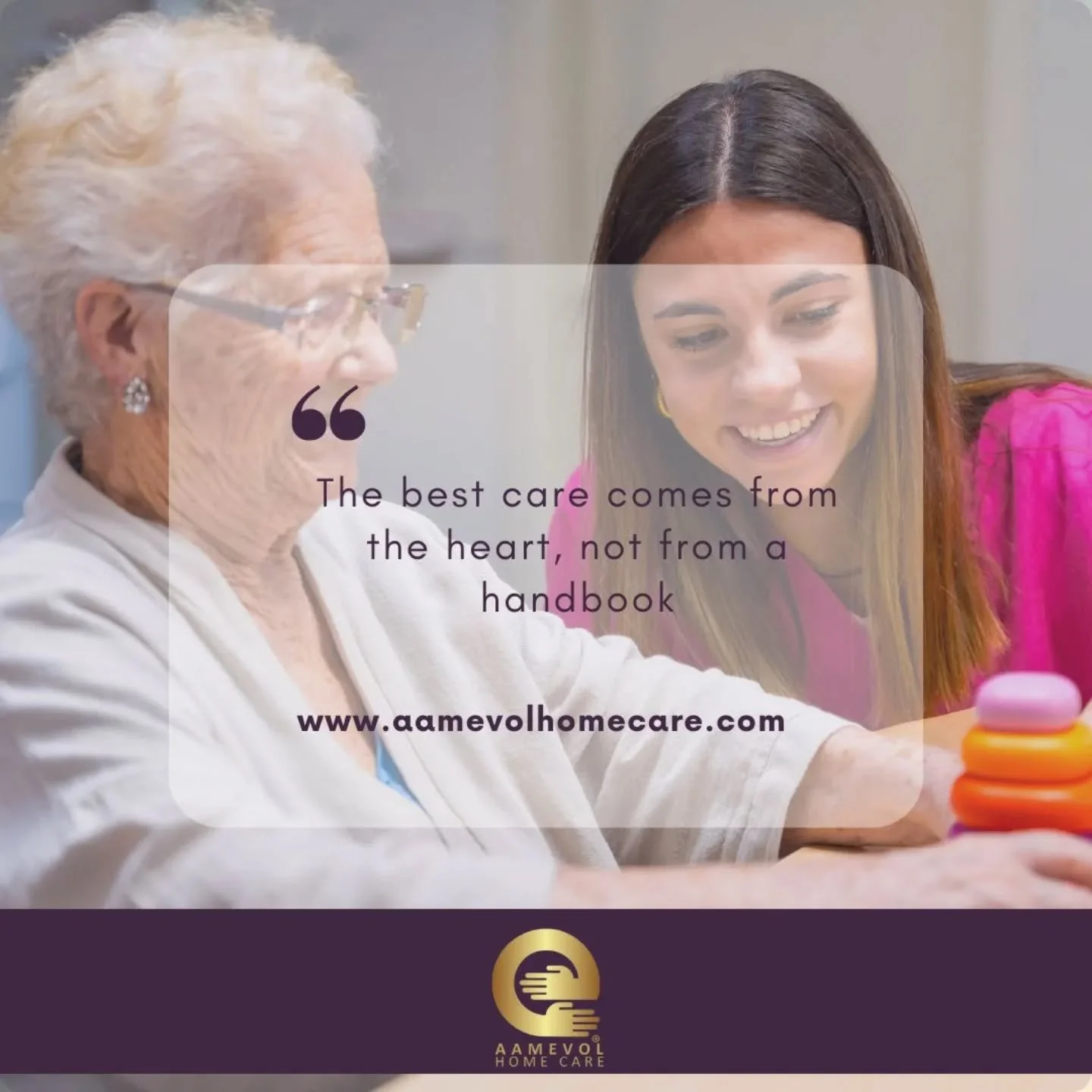 The best care comes from the heart, not from a handbook." 💙

At Aamevol Home Care, we believe that genuine compassion can't be taught from a manual. It's the warm smile that brightens someone's day, the patient hand that offers comfort, and the