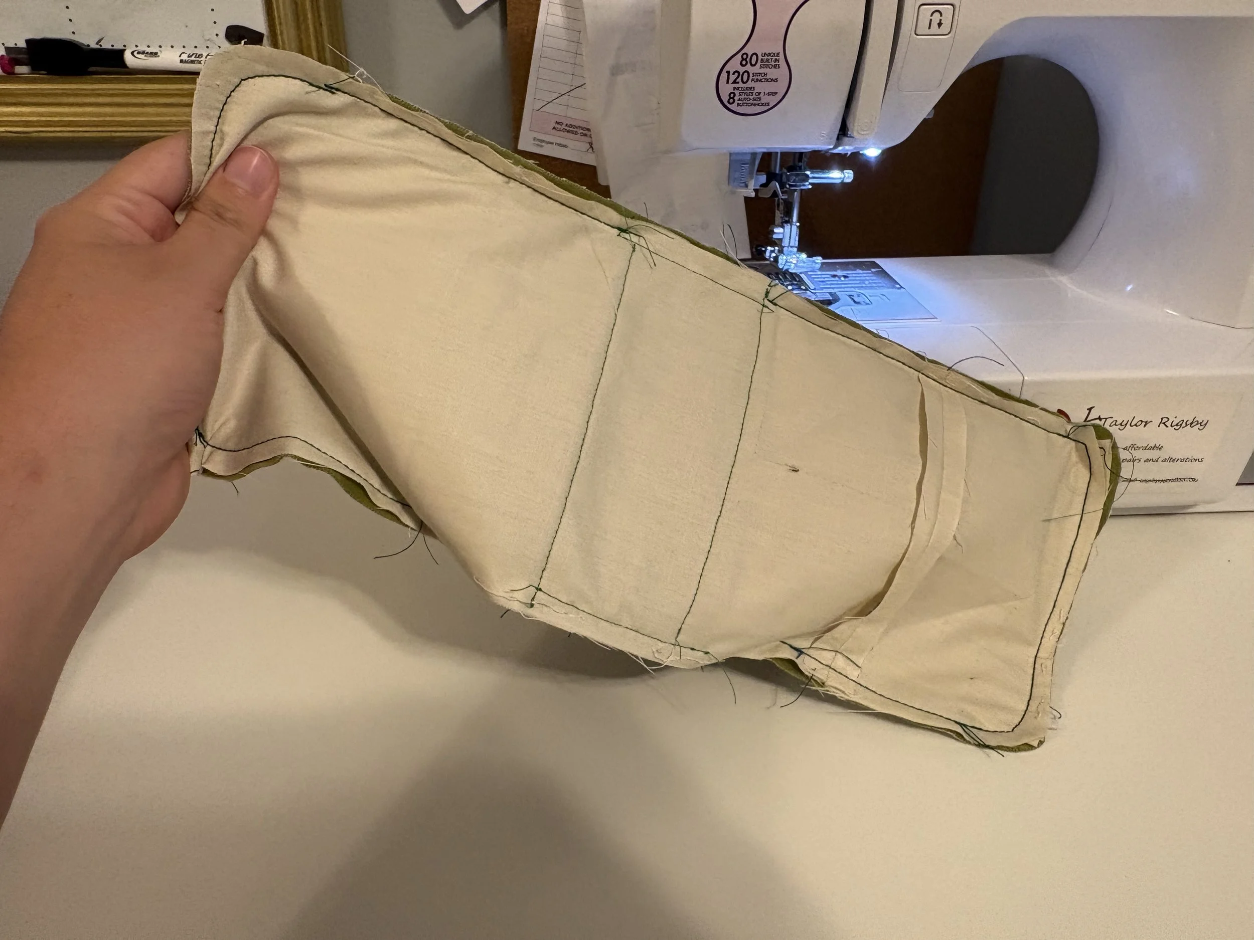 Inside seams of book (before pulled right-side out!)