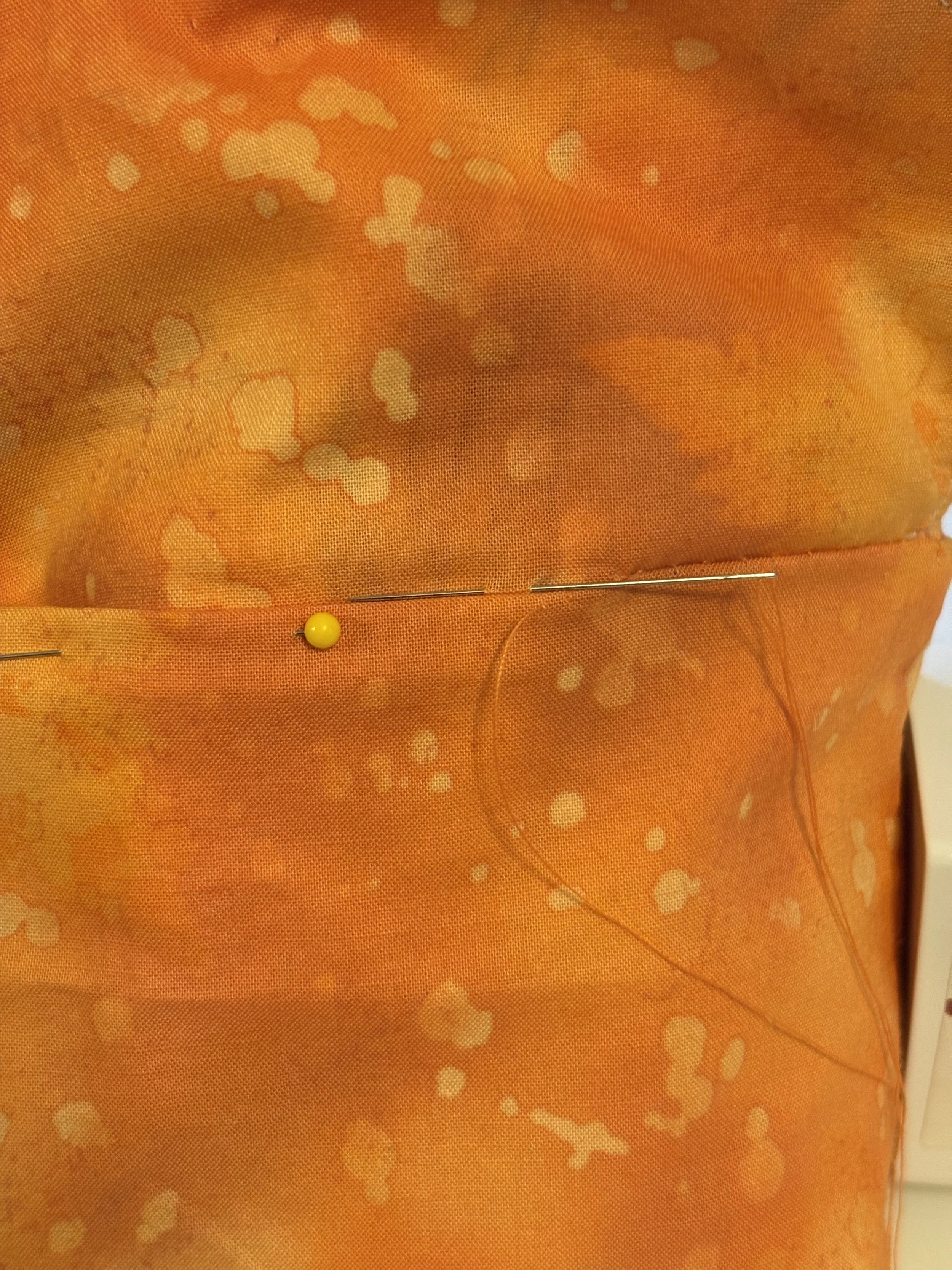 Closing the final seam with ladder-stitch