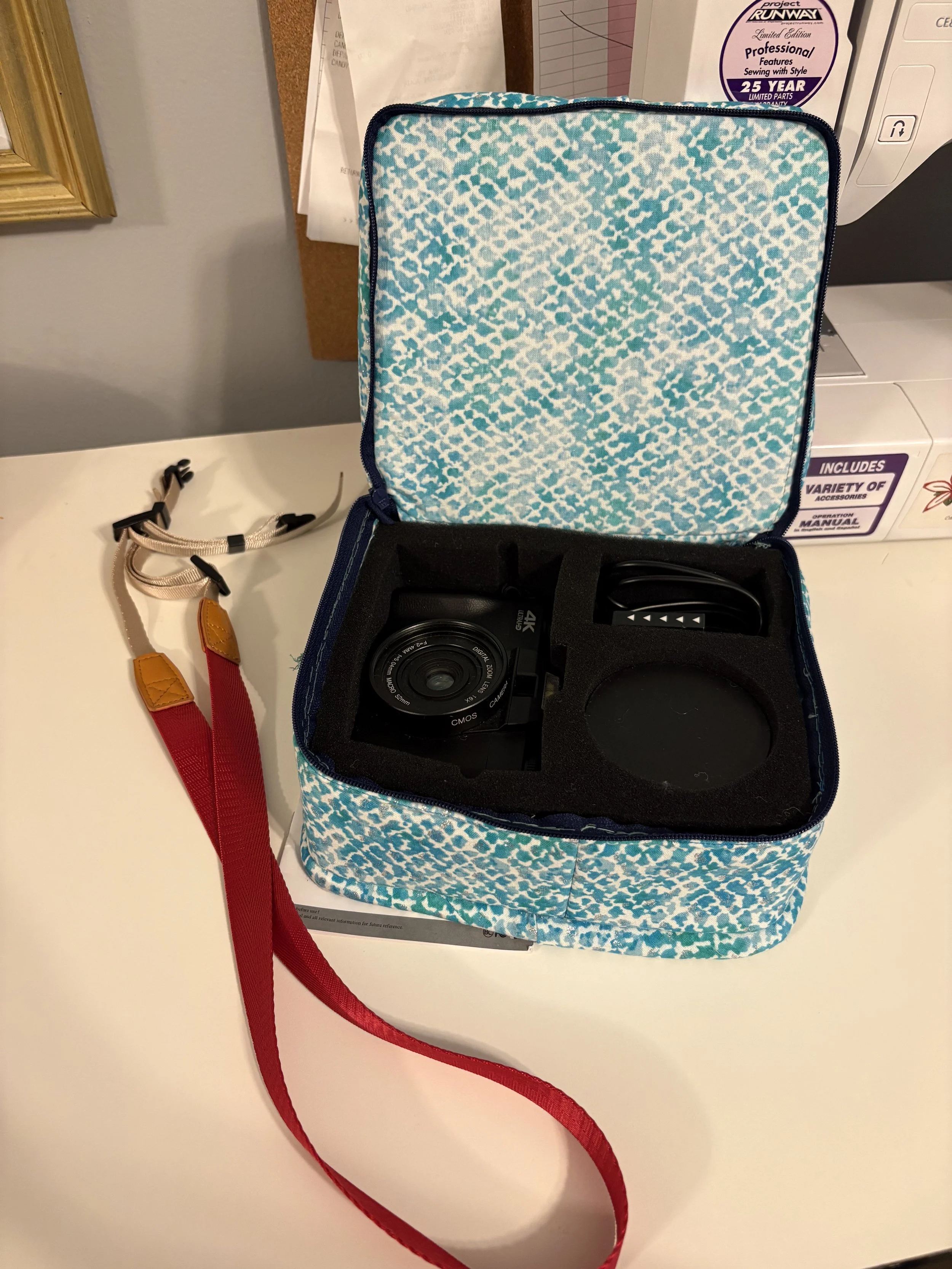 "The camera & accessories actually came packed in this really nice cut of foam, so I decided to measure the new case to it instead of throwing it away" 