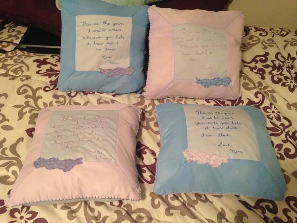 Matching memory pillows; four sisters