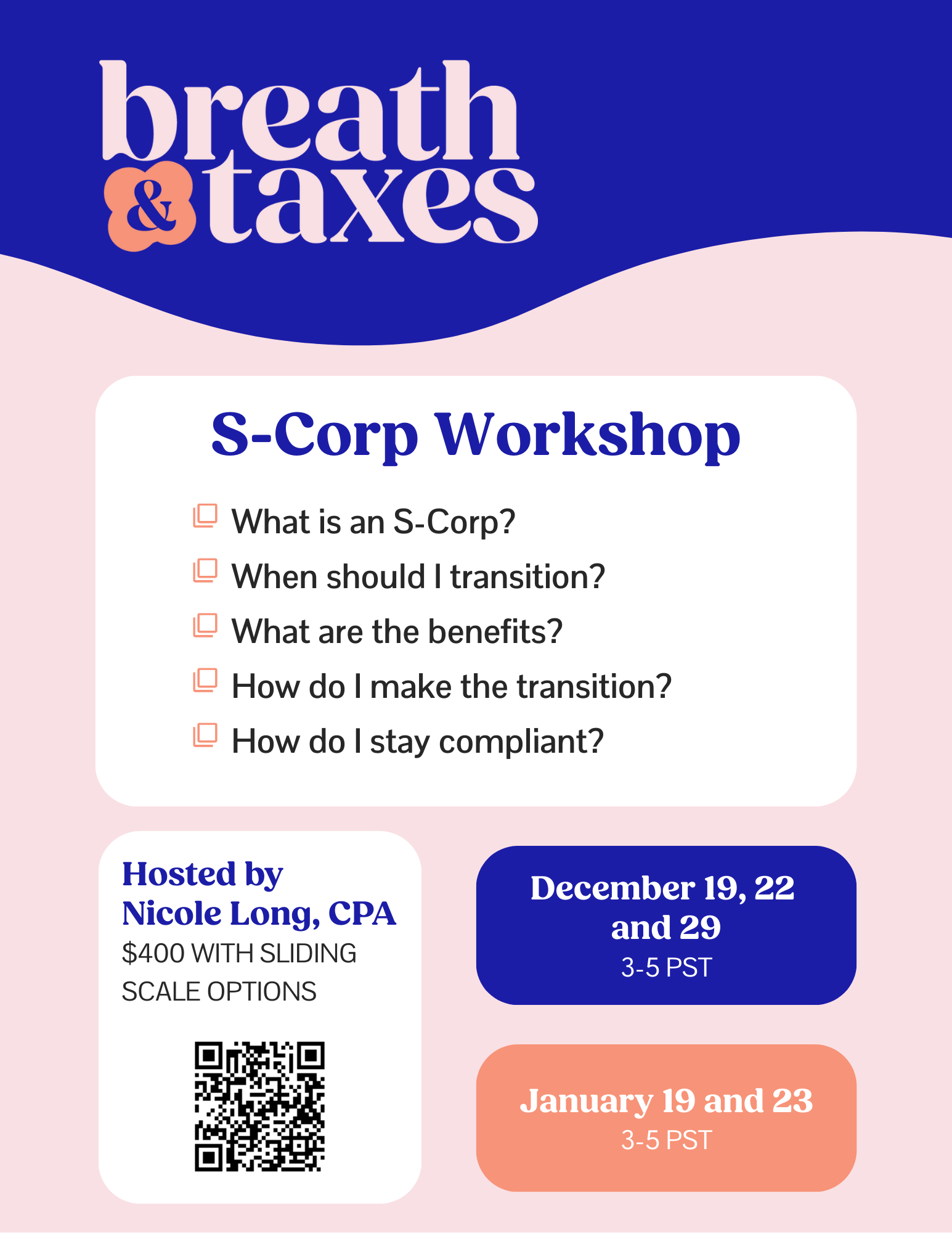 S-Corp workshop with Breath & Taxes