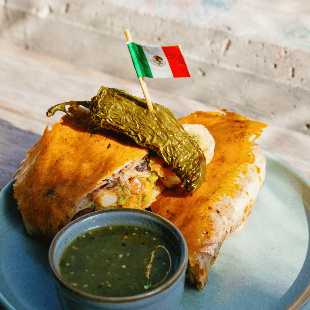 Chicheria Burrito with Mexican flag