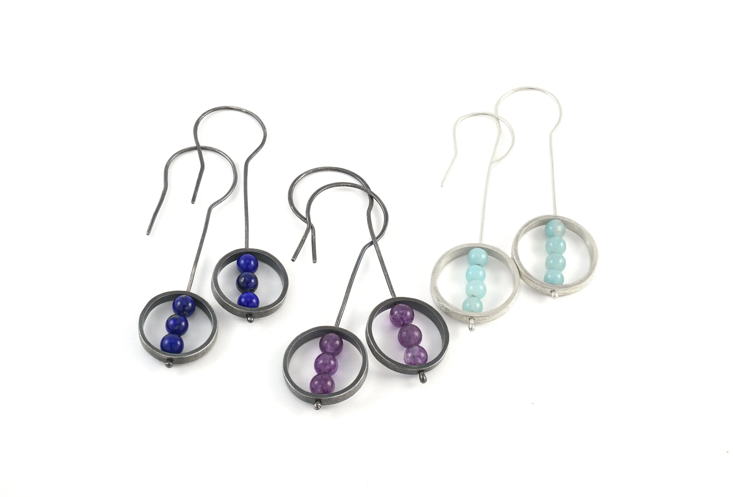 Gemstone Circle Drop Earrings