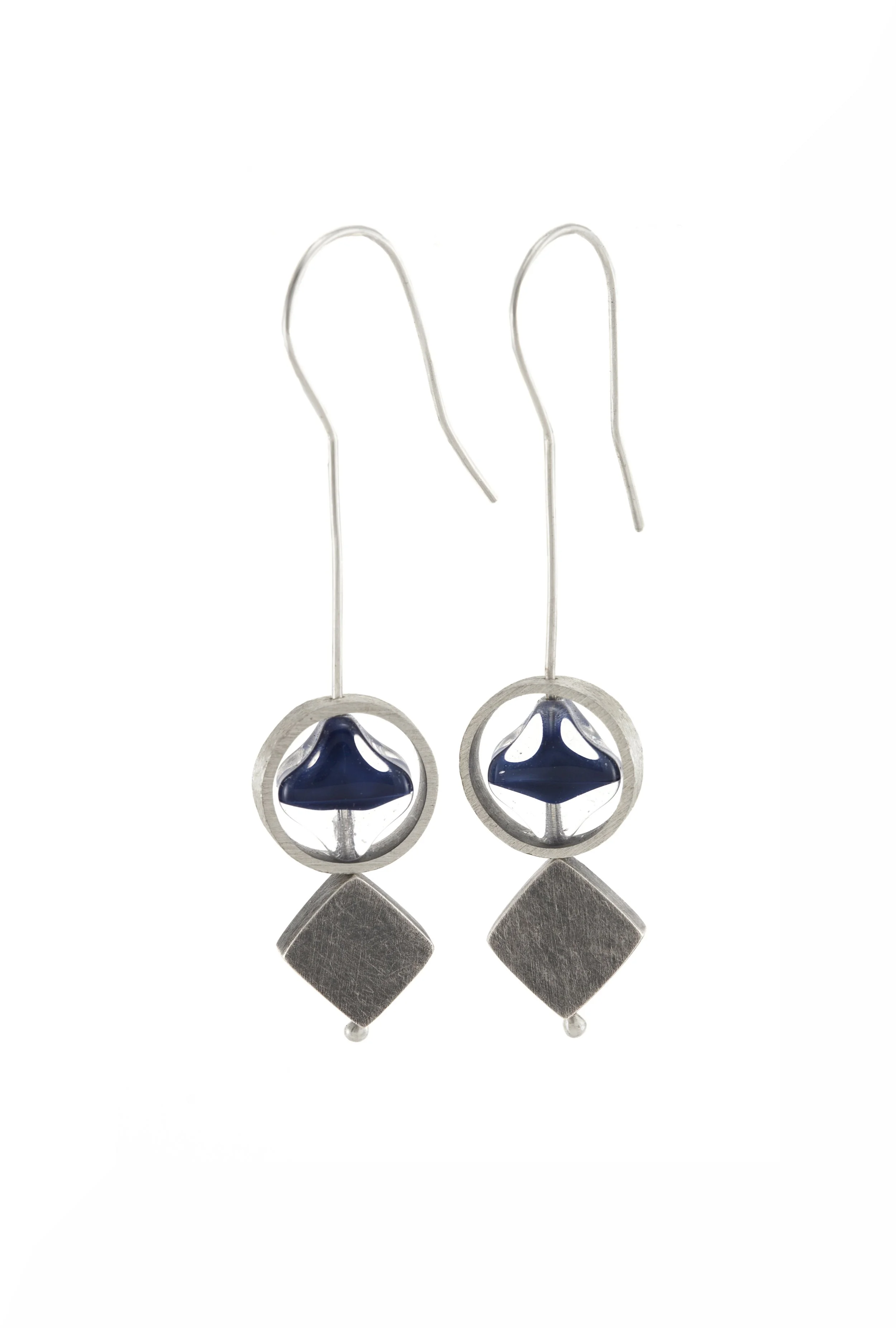Blue Diamond Drop Earrings