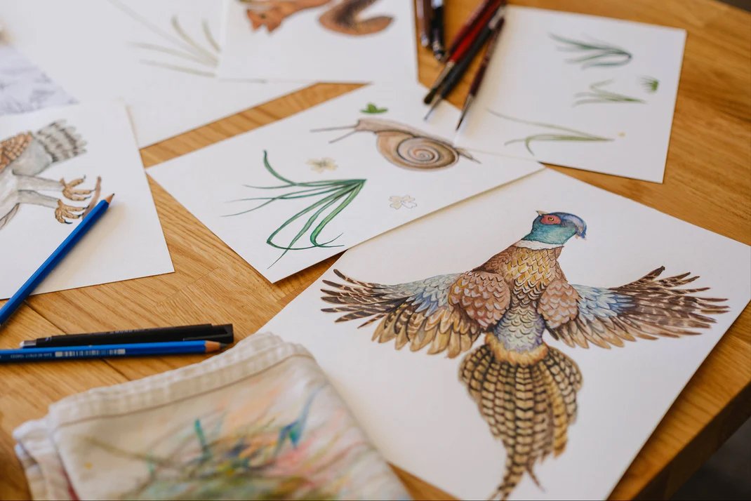 jenna lechner painting pheasant snail.jpg