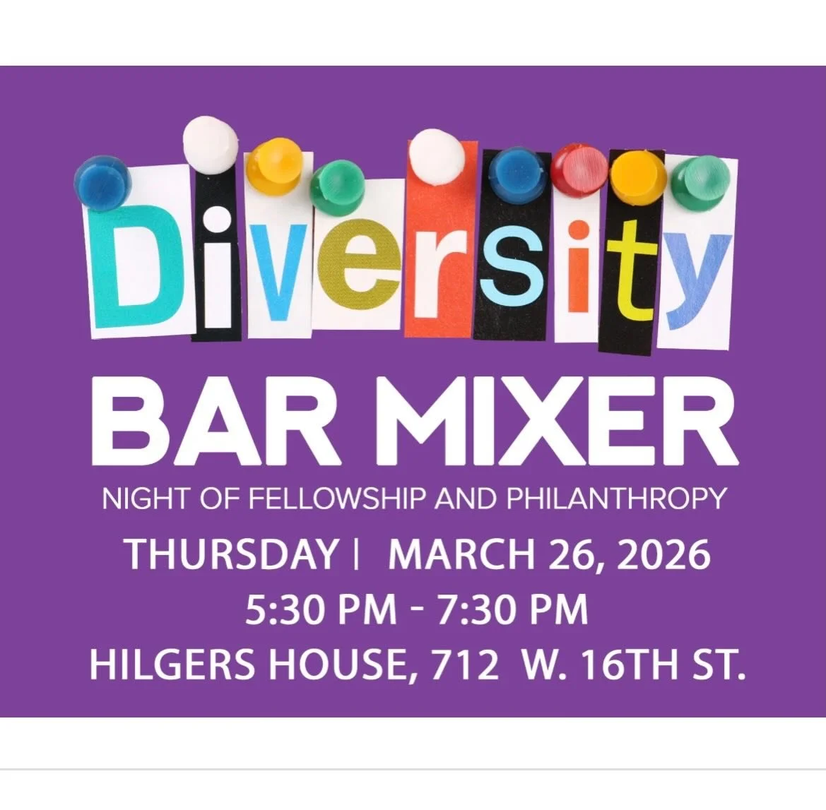 Tonight&rsquo;s the night! 🎉

The Hispanic Bar is excited to join the Austin Young Lawyers Association and fellow affinity groups at the annual Diversity Bar Mixer at Hilgers House. Looking forward to a great evening of connecting, building communit