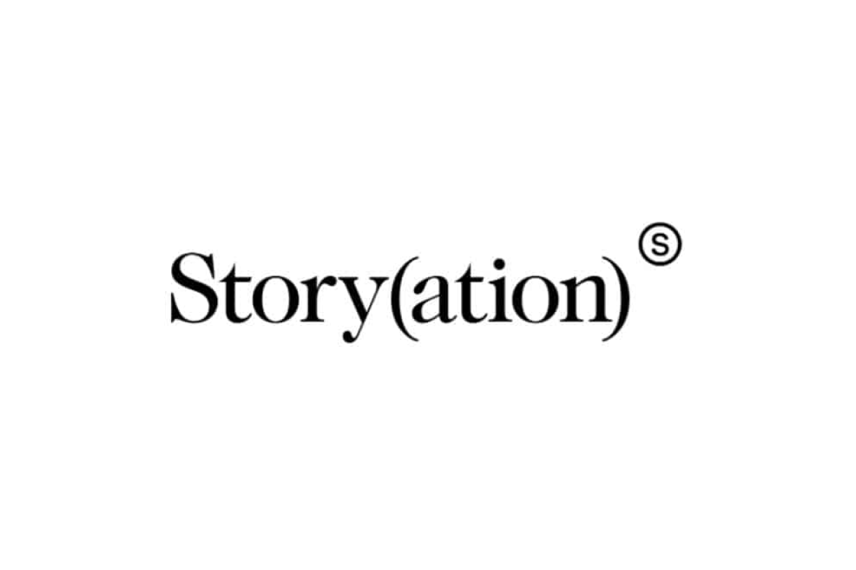 A black and white logo with the word 'Story(ation)' in stylized text.