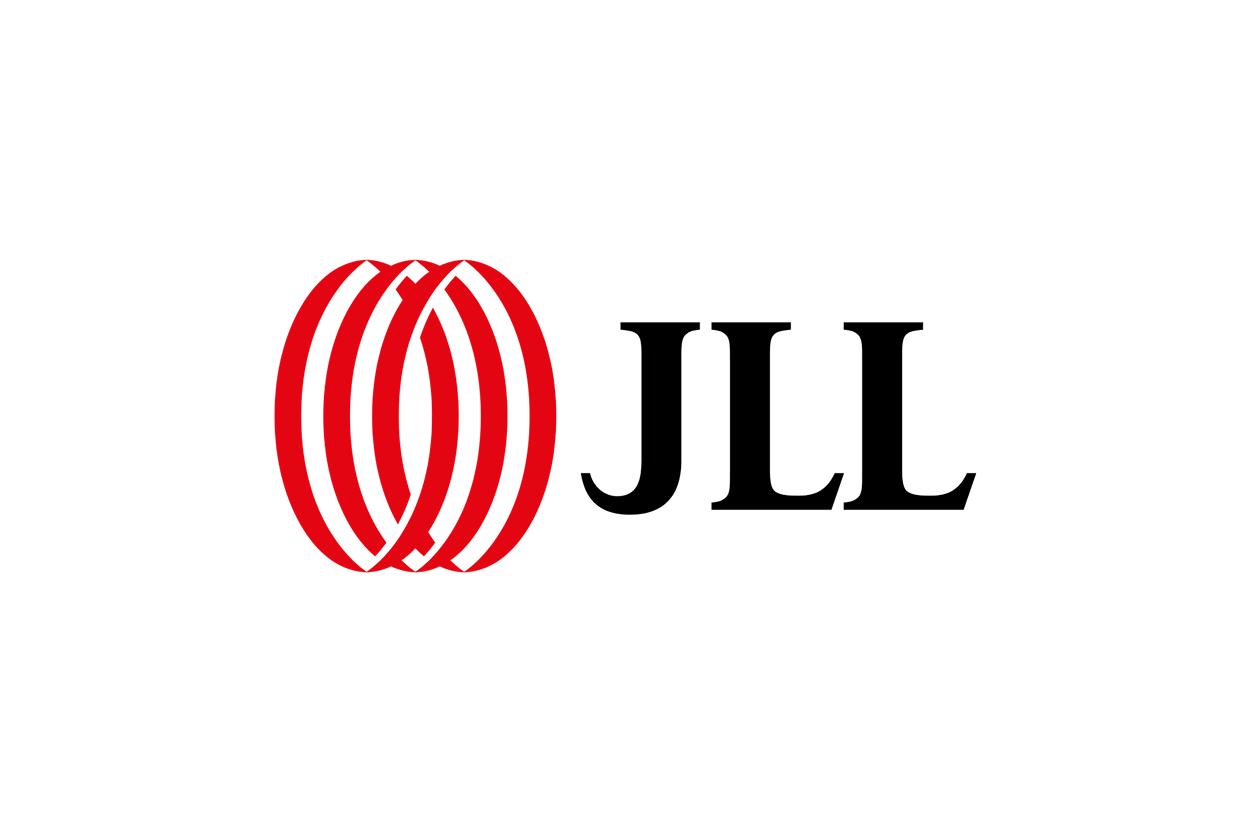 JLL logo featuring a red geometric sphere and black text.