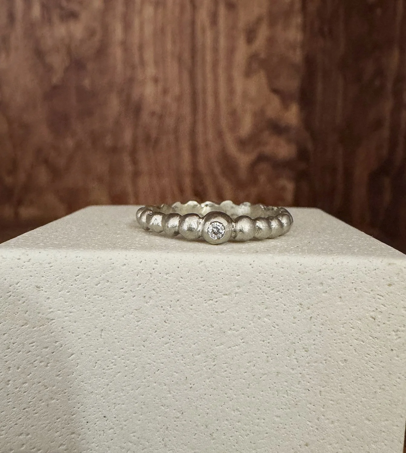 Mia’s Diamond Ring - 14k white gold ring, made using repurposed diamond and gold from customer's own jewelry