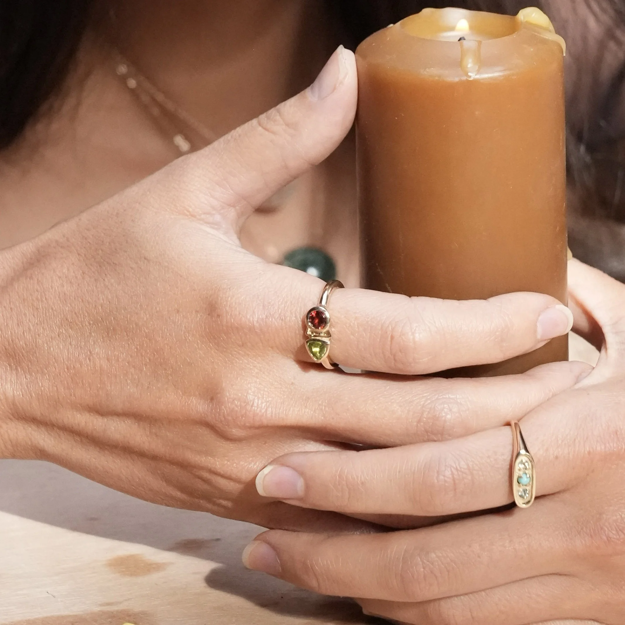 The Ofrenda Ring with Garnet and Peridot in 14k Gold.jpg