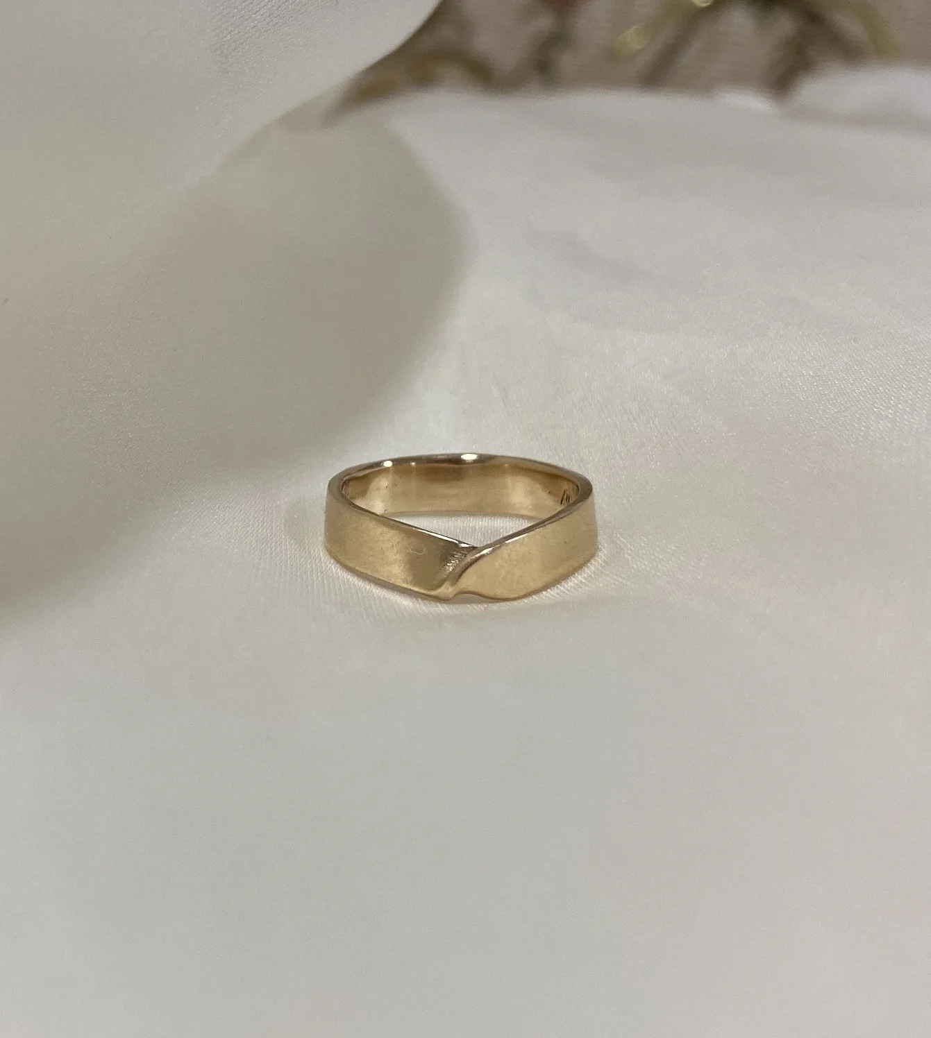 Erika’s Wedding Band - Folded style 14k gold band with with a satin finish