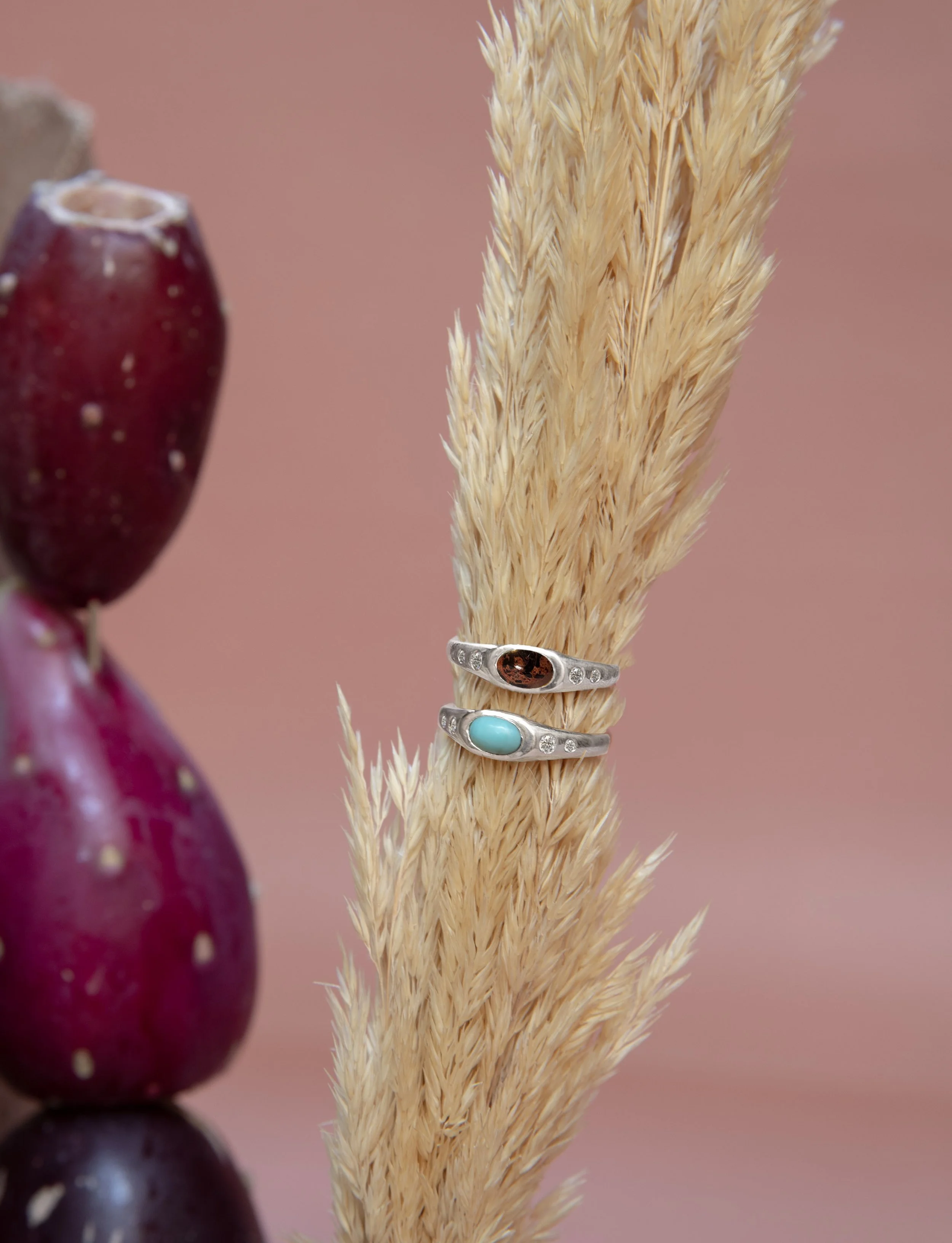 The Mini Pedestal Ring with Turquoise and Sapphires in Silver-Alt1.jpg