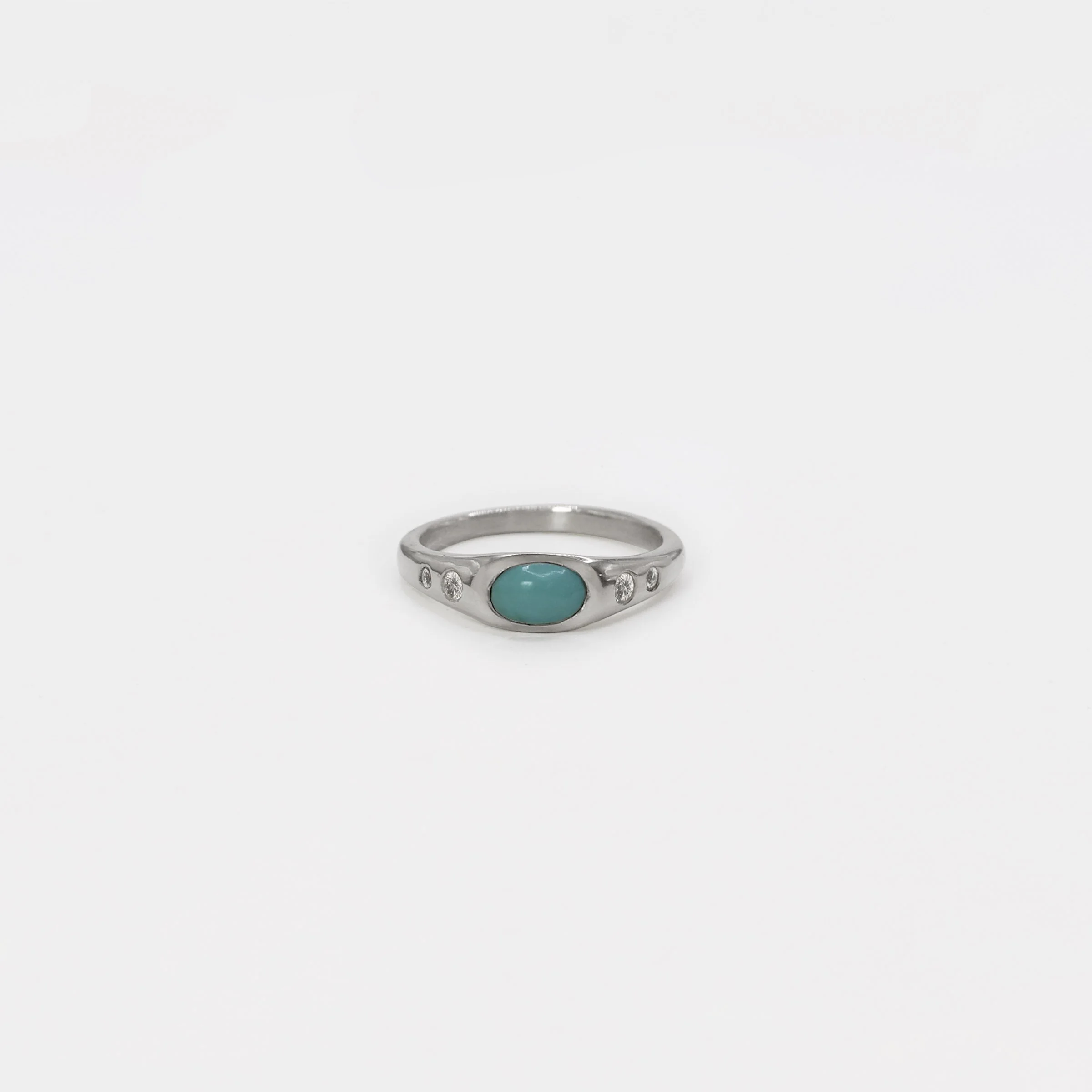 The Mini Pedestal Ring with Turquoise and Sapphires in Silver.jpg