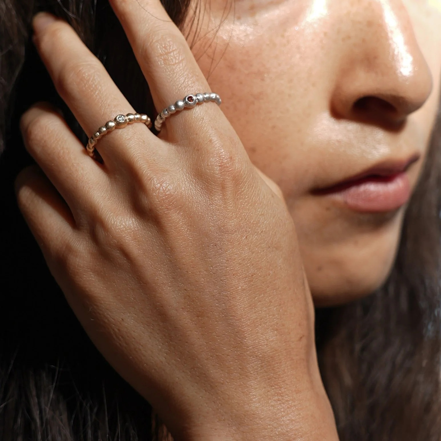 The Small Tributo Ring with Garnet in Silver.jpg