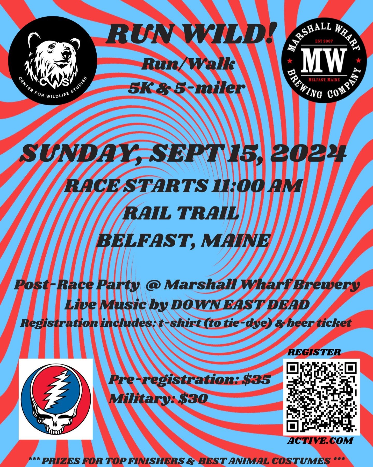 Register here: https://www.active.com/belfast-me/running/distance-running-races/run-wild-5k-and-5-miler-2024

Learn more: https://www.centerforwildlifestudies.org/run-wild