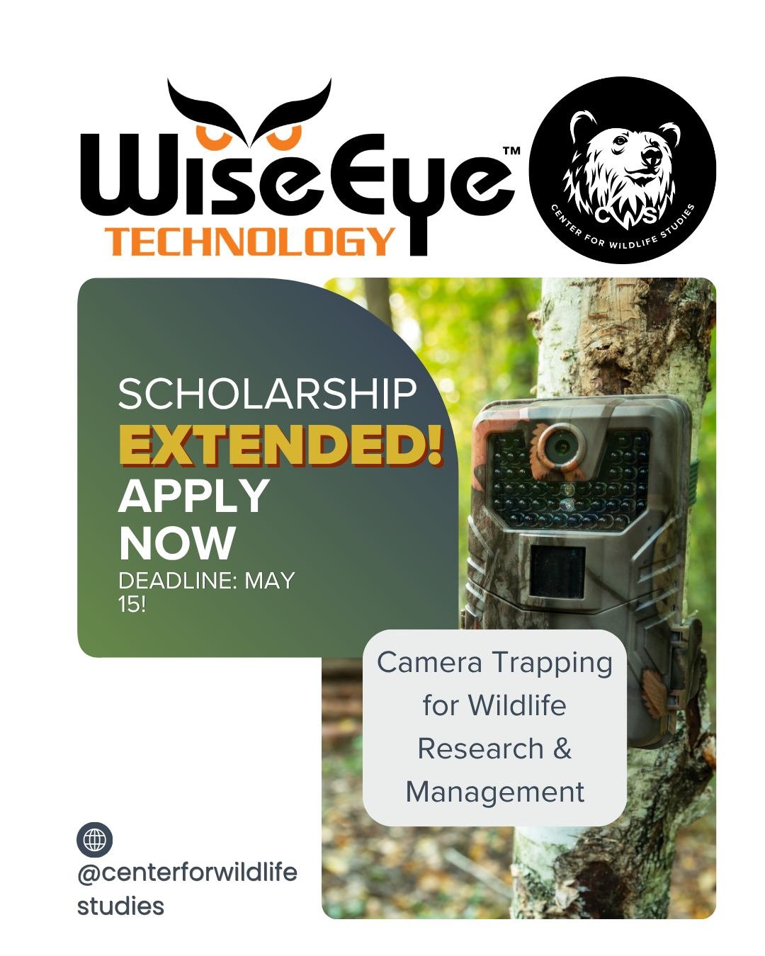 Application Deadline Extended!

We've partnered with @wiseeyetech to create the WiseEye Technology Scholarship for Native Americans. This scholarship supports Indigenous students in wildlife science, conservation, or natural resource management, and 