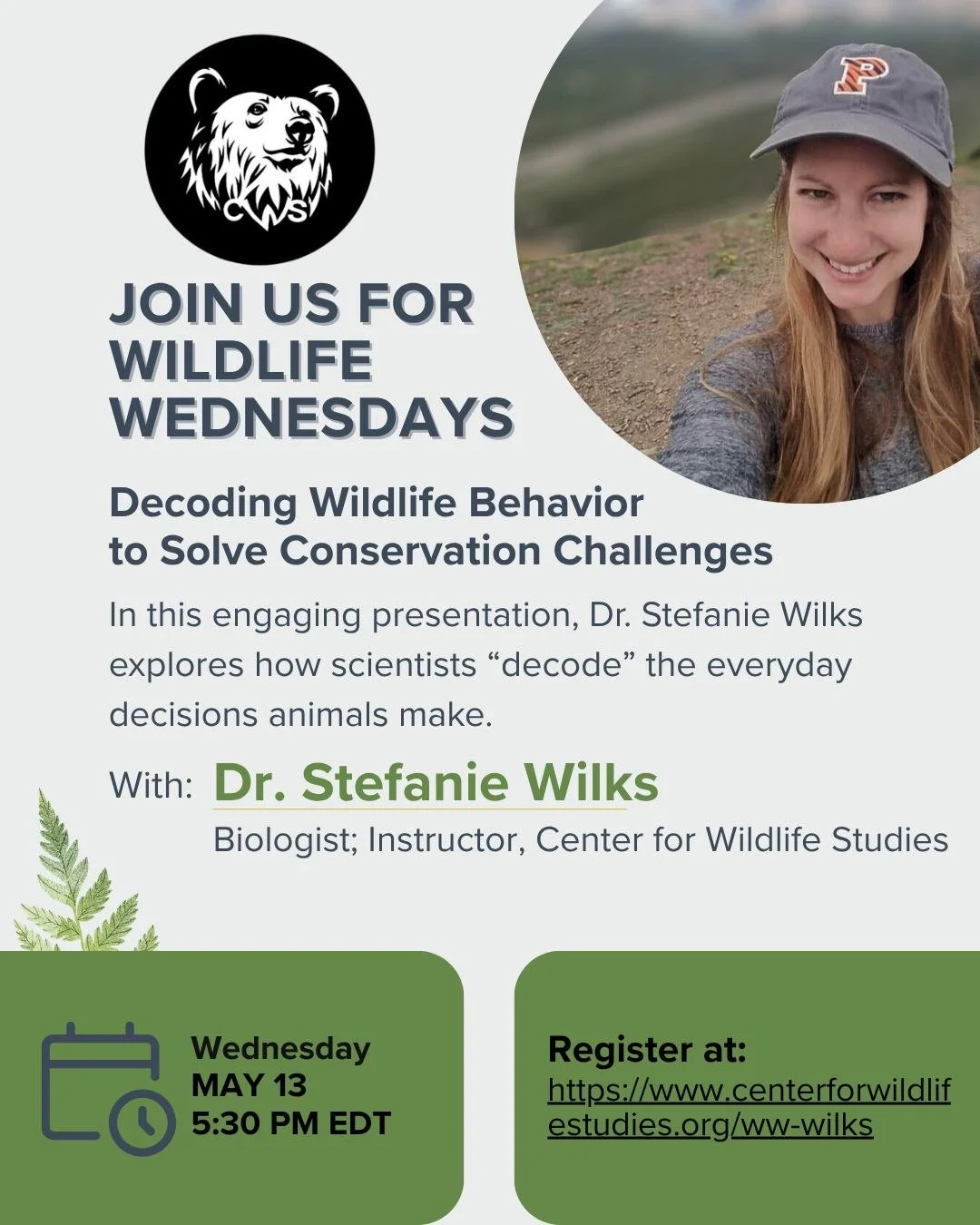 Wildlife Wednesday is tomorrow! Register now and join Dr. Stefanie Wilks as she unlocks the secrets of animal behavior to help us better protect them. From tracking wildlife with GPS to decoding their interactions with humans, discover how these insi