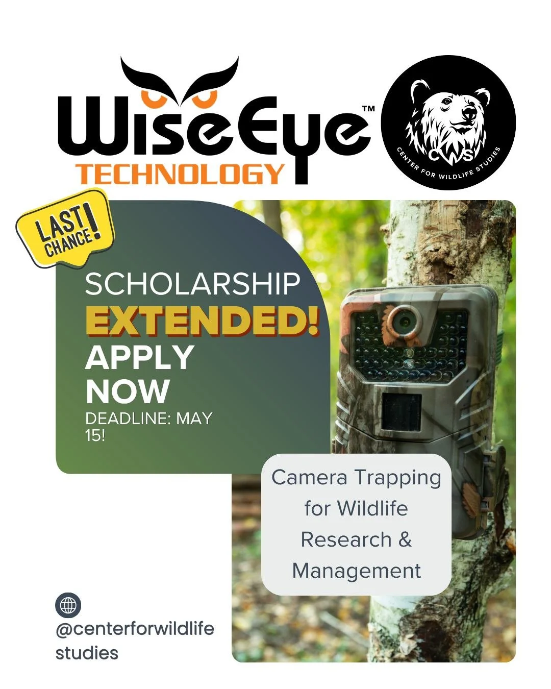 Last day to apply!

We've partnered with @wiseeyetech to create the WiseEye Technology Scholarship for Native Americans. This scholarship supports Indigenous students in wildlife science, conservation, or natural resource management, and offers suppo