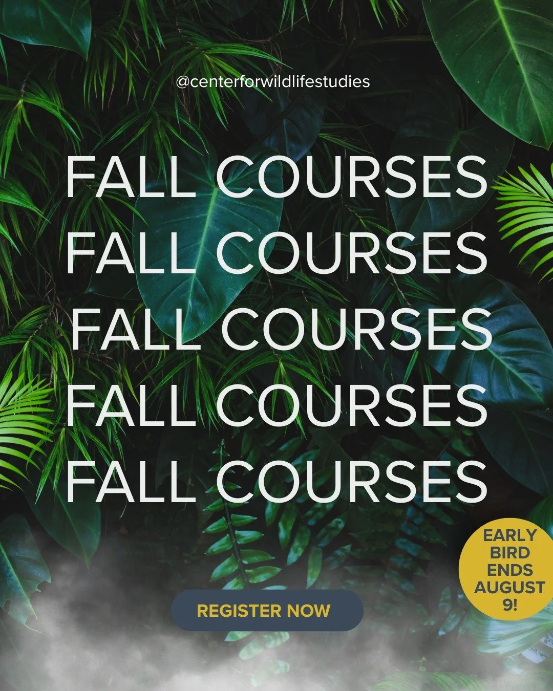 Fall registration is underway. If you're interested in taking a class with CWS and enhancing your degree or professional development, these classes will be offered for Applied Quantitative Ecology:

- R Bootcamp for Ecologists &amp; Wildlife Biologis