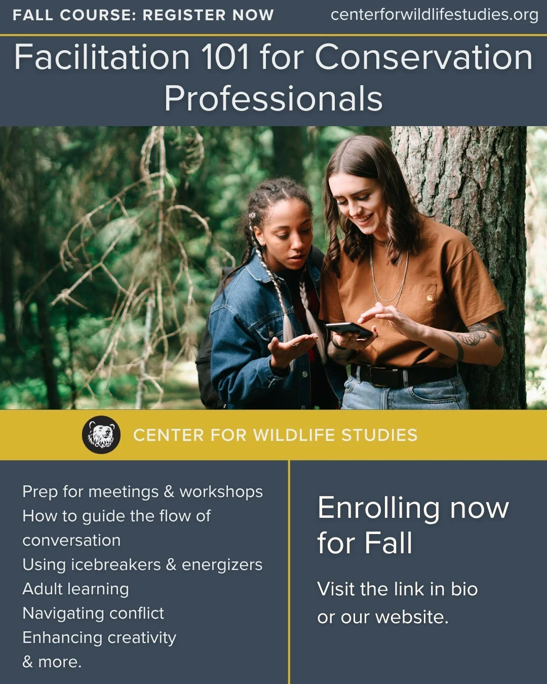 🌿 Ready to take your facilitation skills to the next level? Sign up for CWS's Facilitation 101 for Conservation Professionals this fall! 

✨ Discover the art of facilitation and enhance your ability to lead effective meetings and workshops, whether 