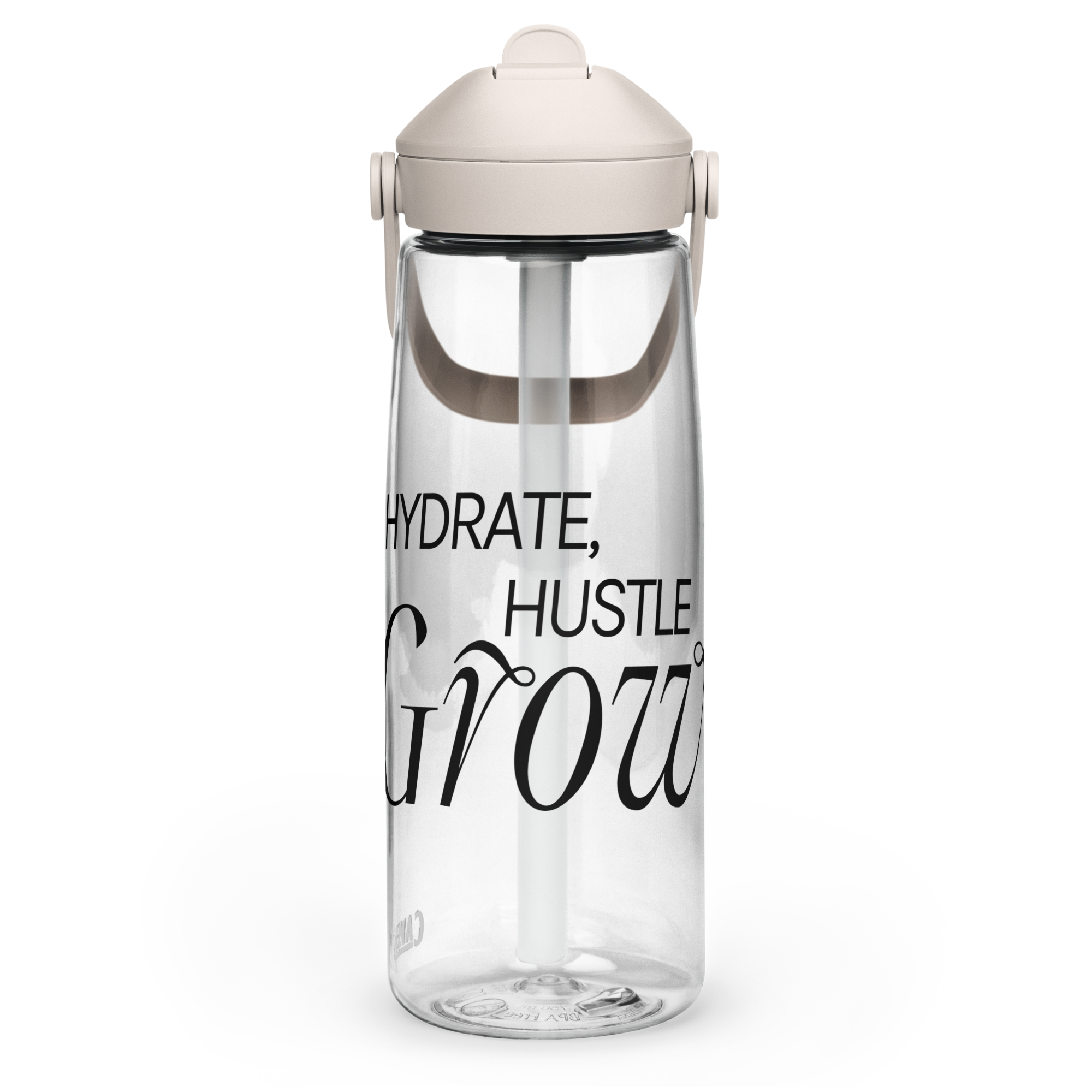 Hydrate, Hustle, Grow - Flip Straw Water Bottle