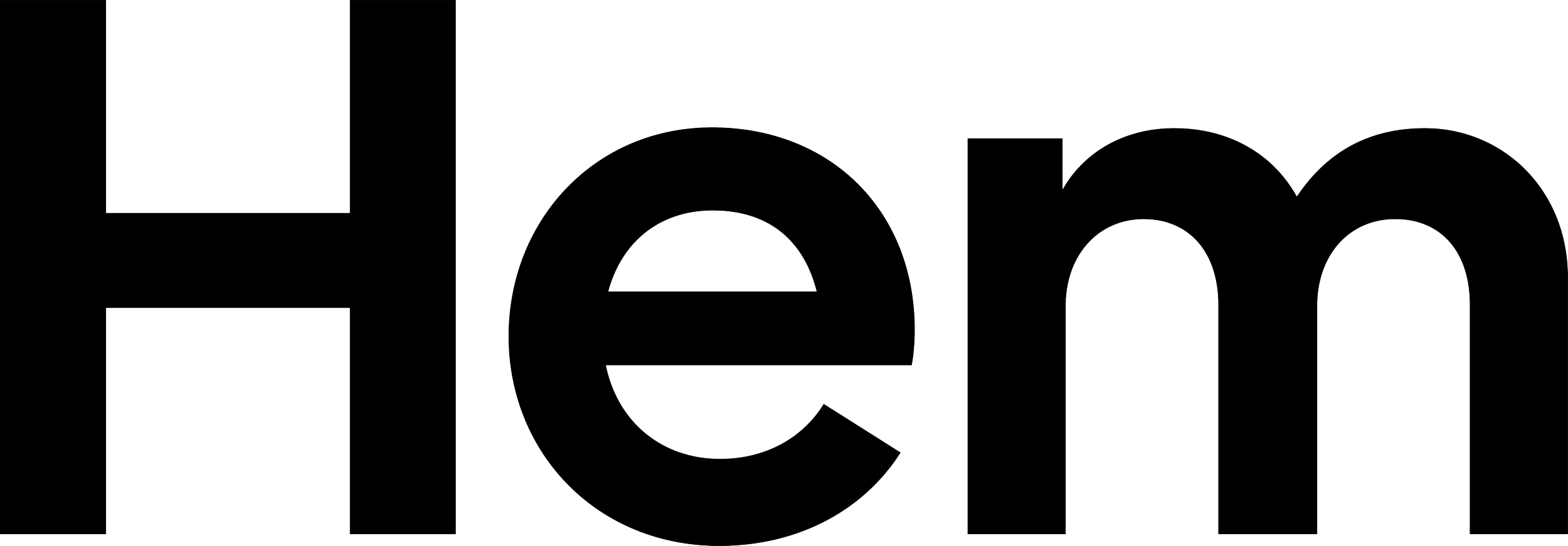 The image shows a black background with a large, outlined, lowercase 'e' and 'm' in a modern font.