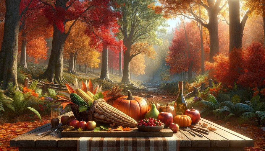 8+-+A+Thanksgiving-themed+background+set+in+a+bright,+daytime+autumnal+forest.jpg
