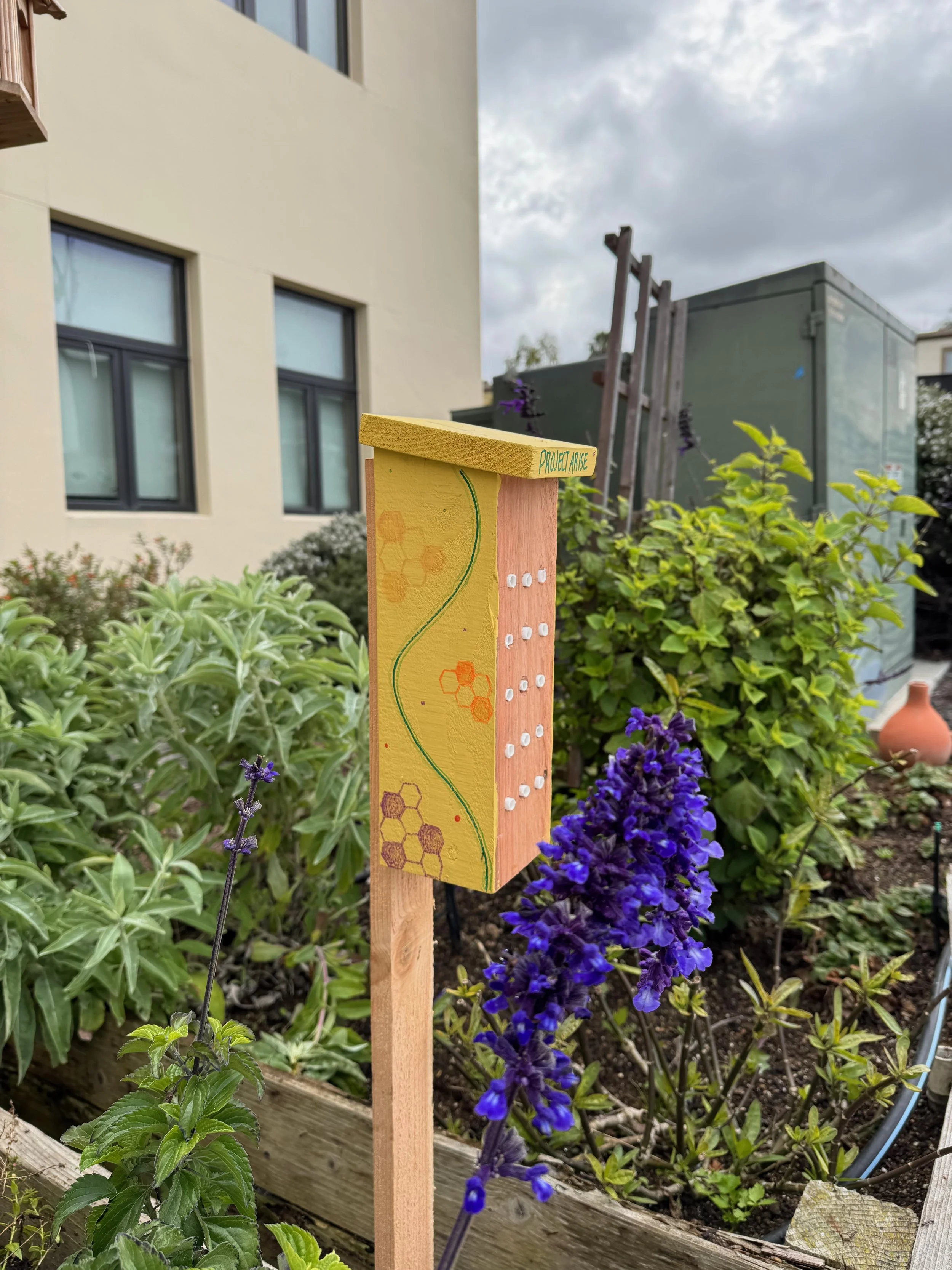First completed mason bee house installed at the Bishop's pollinator garden. 3/5/25
