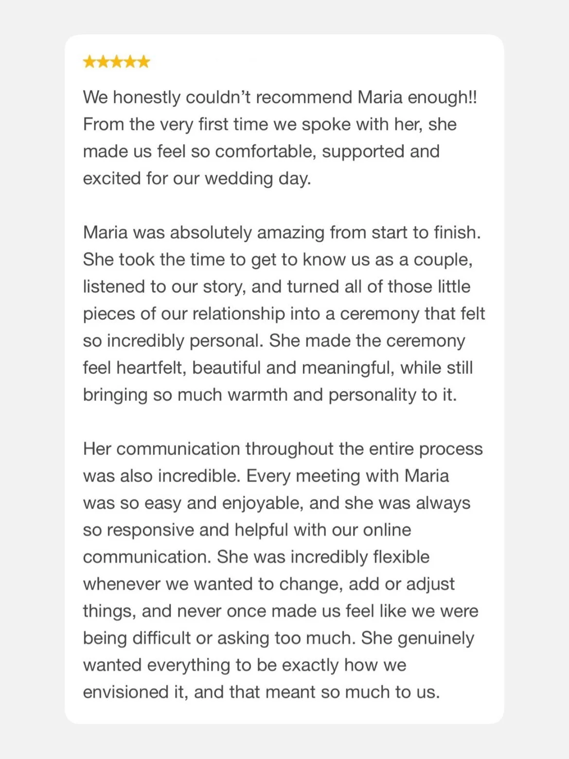 chloe + stuart

Feedback like this 🥹

Swipe to read the full review. 

@chloetolmie_ 
@stuarttolmie