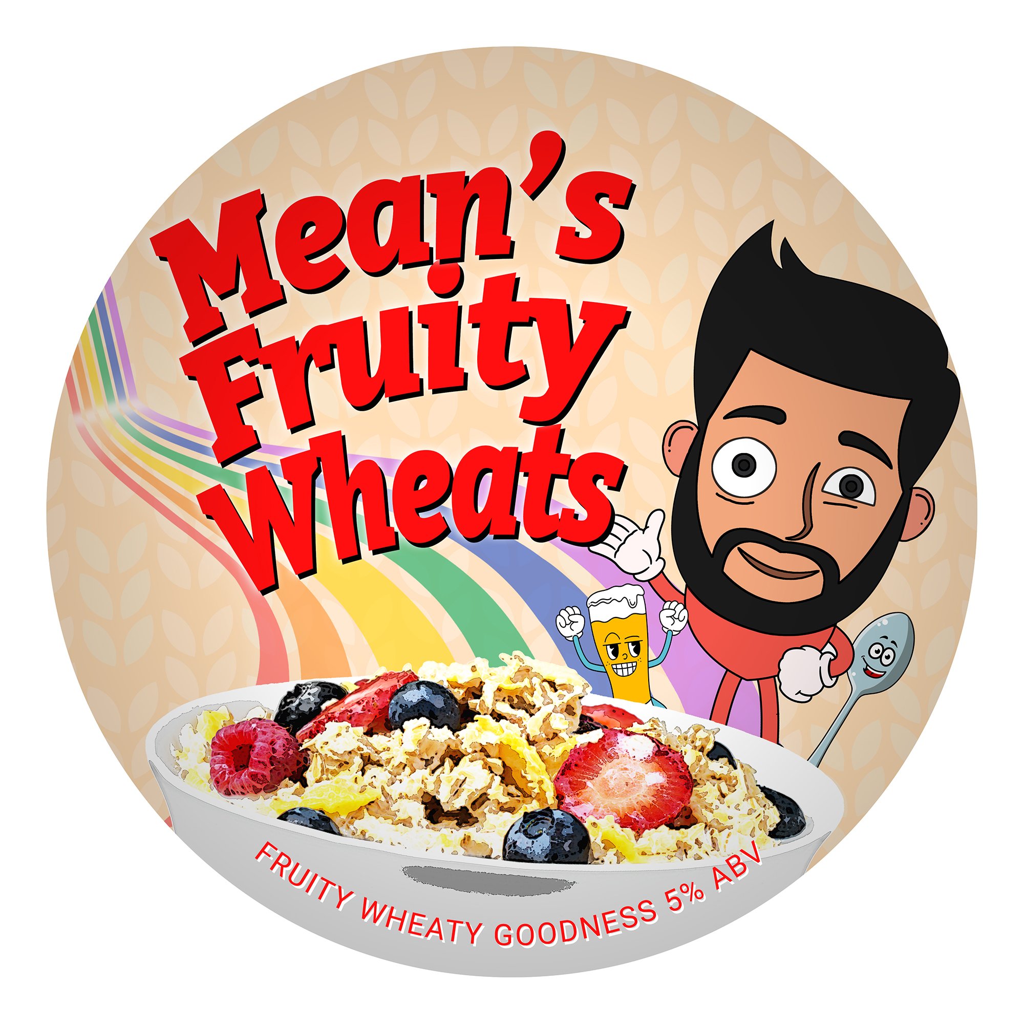 Mean's Fruity Wheats!
Blood Orange
4%
Mean’s Fruity Wheats is a fruity wheat beer that’s cereal-ously good! With fruity flavours bursting like a bowl of Saturday morning fun, this beer is a spoonful of nostalgia. It’s got a crisp, refreshing taste th