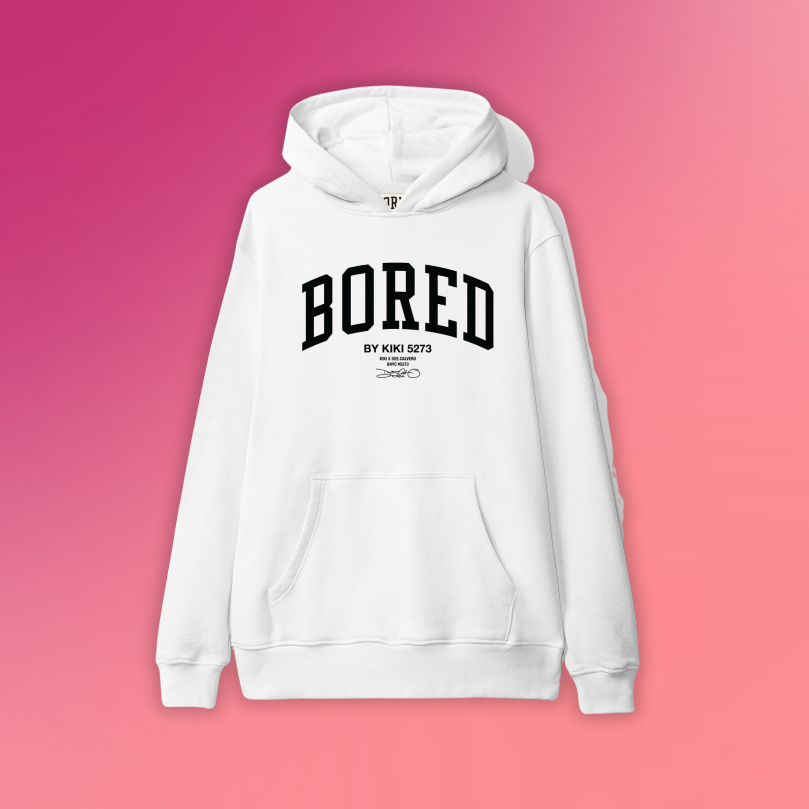BORED BY KIKI HOODIE (WHT- FRONT)