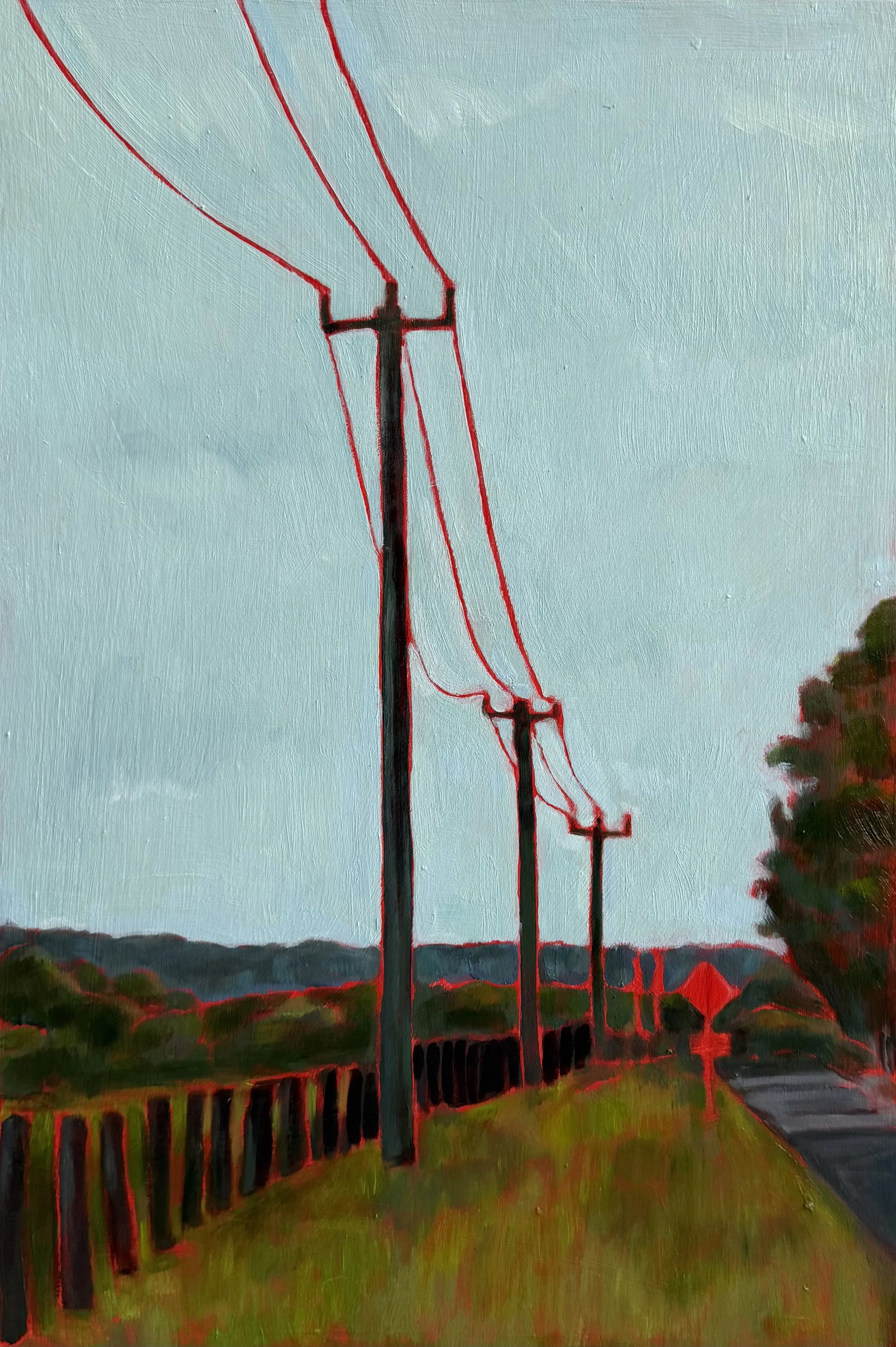 Red Current Between, 30 x 45 cm, oil and acrylic on wood board, 2026