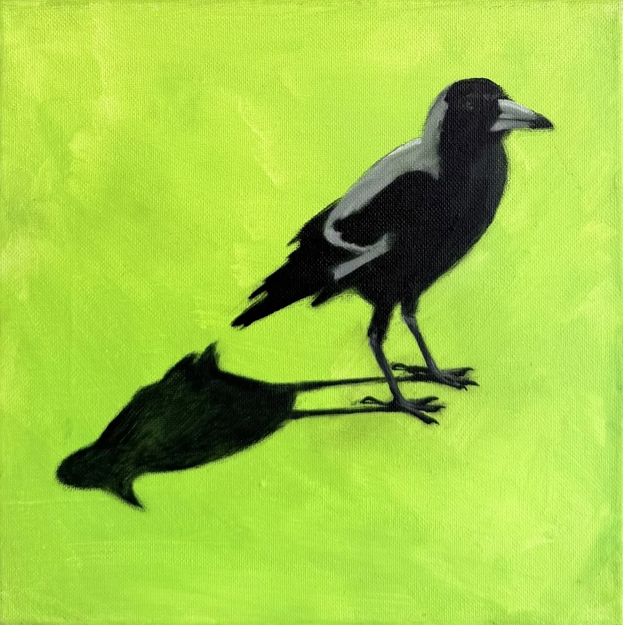 Maggie and shadow, 25 x 25 cm, oil and acrylic on canvas, 2025